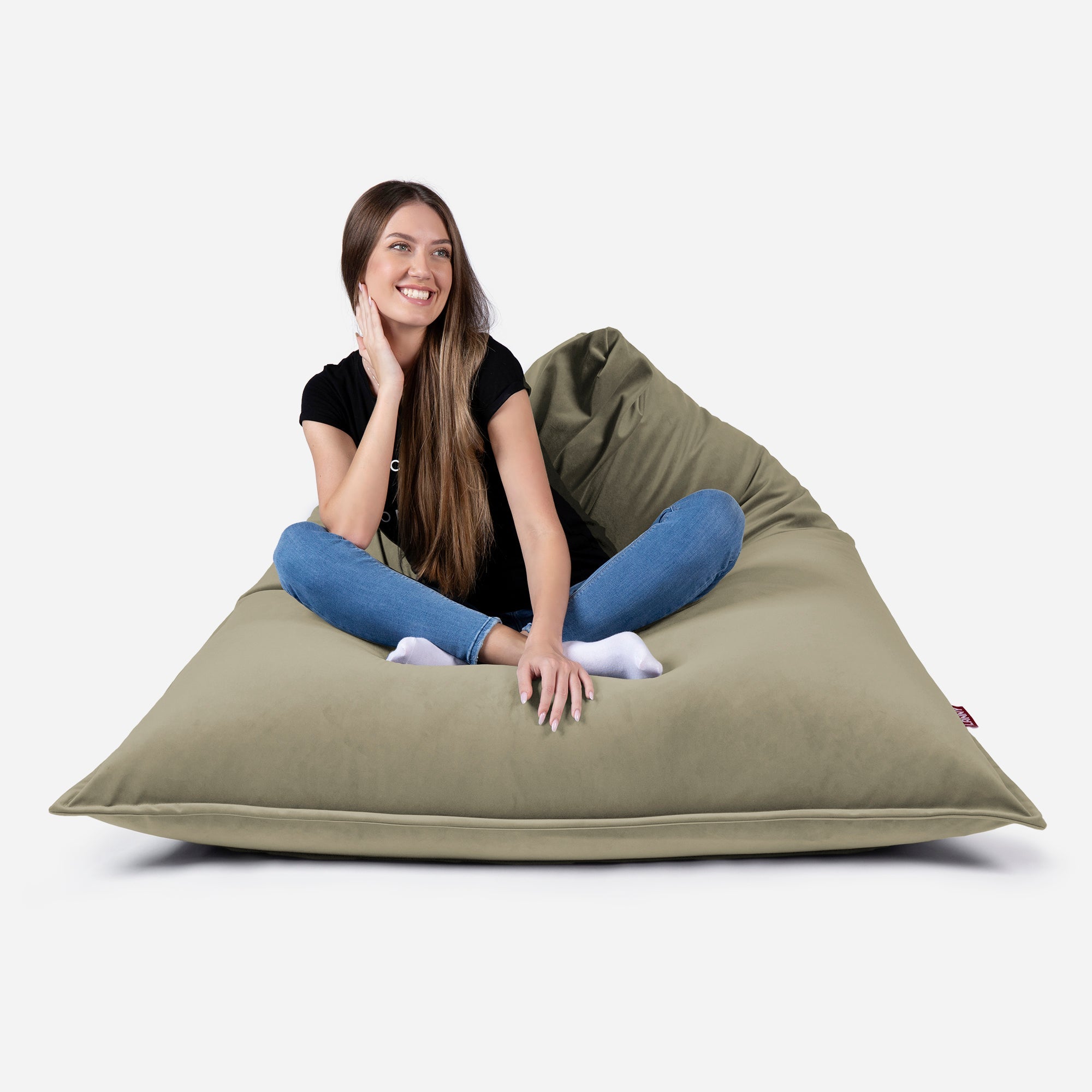 Sloppy Large Velvet Khaki Bean bag - Lanny Beanbag - Bean Bag Chairs