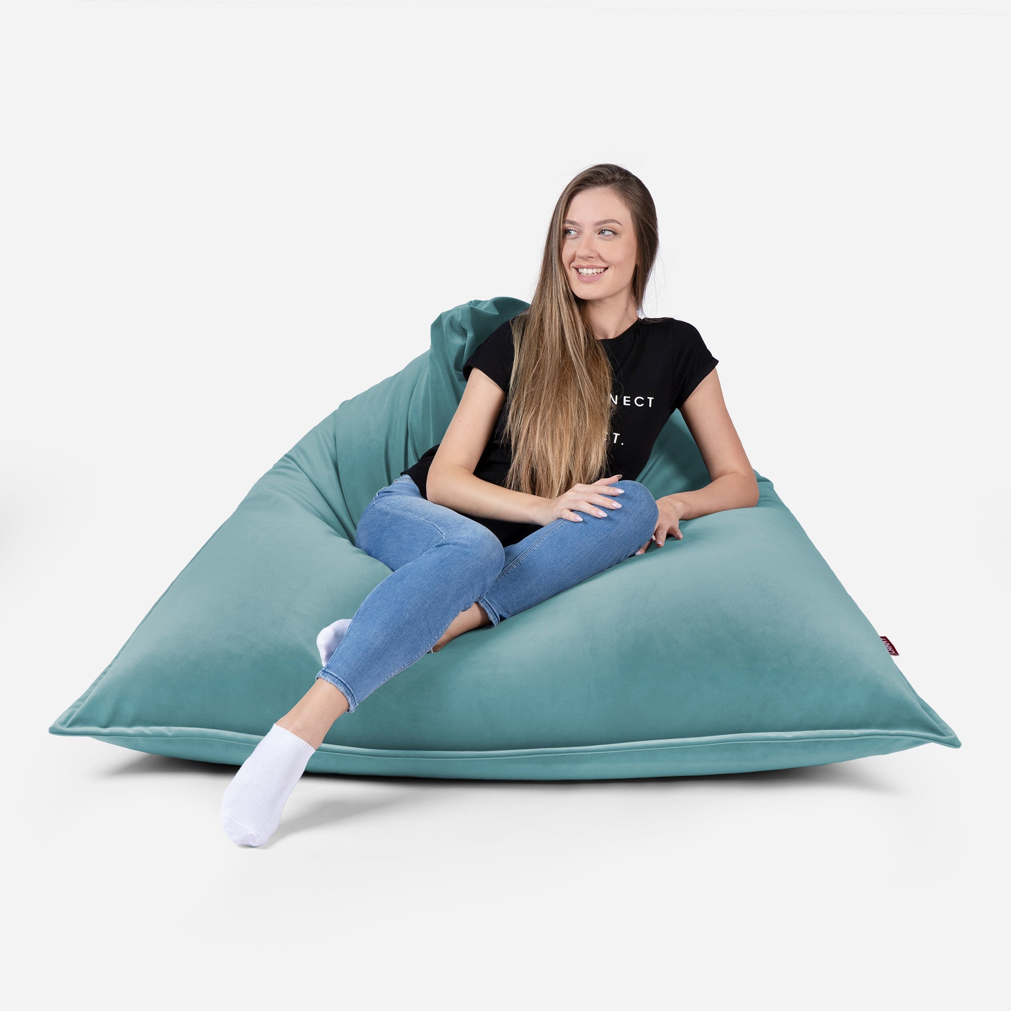 Sloppy Large Velvet Turquoise Bean bag - Lanny Beanbag - Bean Bag Chairs