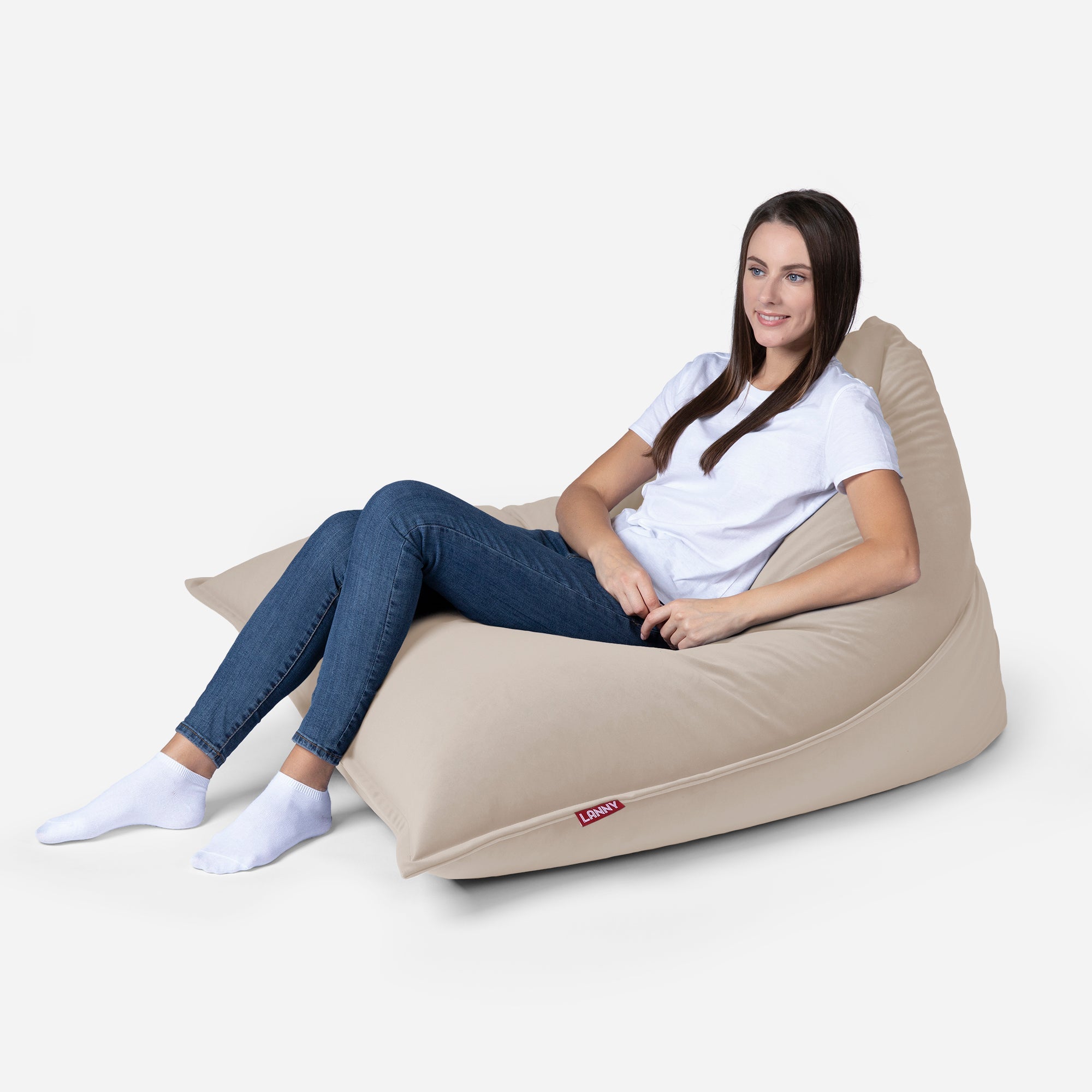 Sloppy Mini Velvet Beige Bean bag - Lanny Beanbag - Bean Bag Chairs