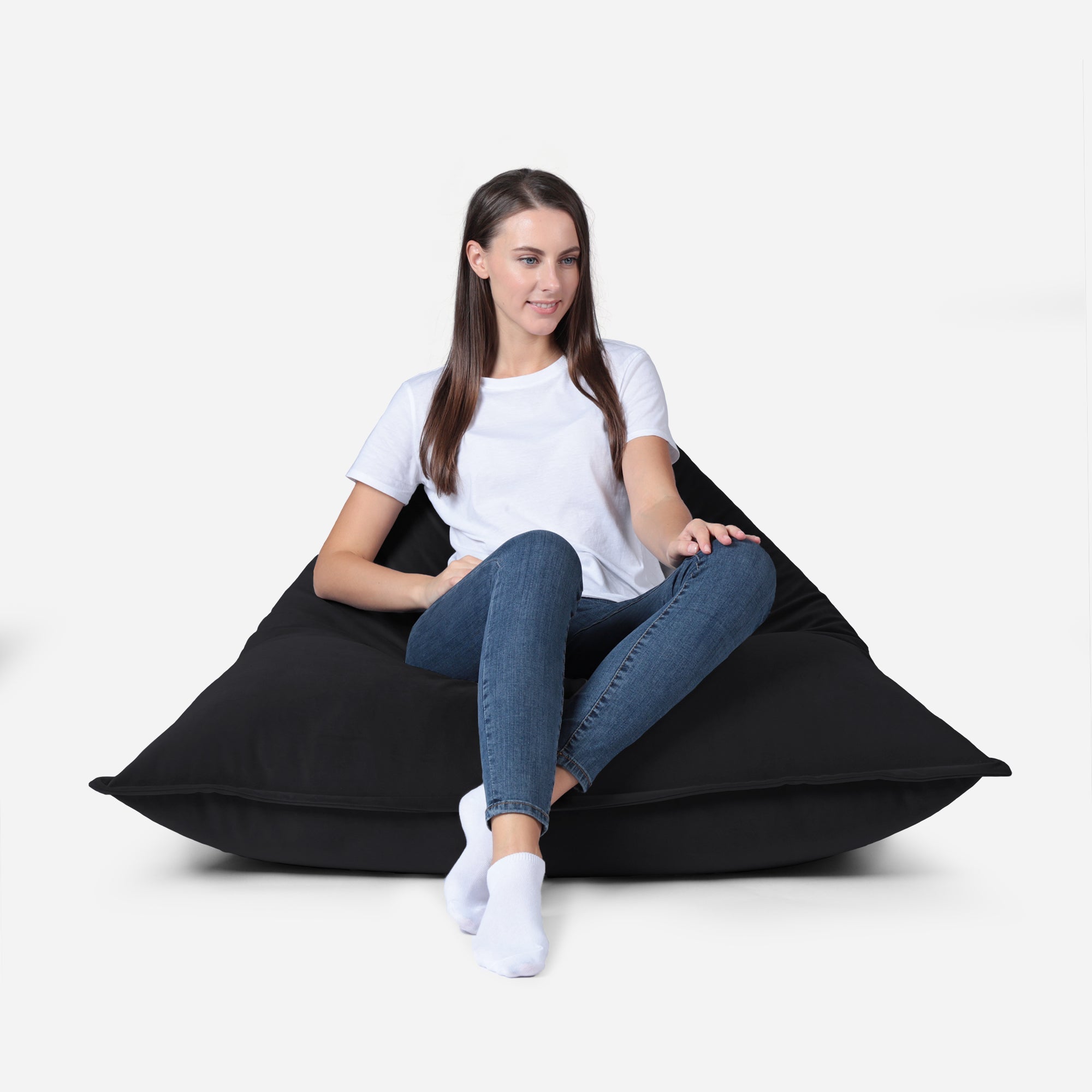 Sloppy Mini Velvet Black Bean bag - Lanny Beanbag - Bean Bag Chairs
