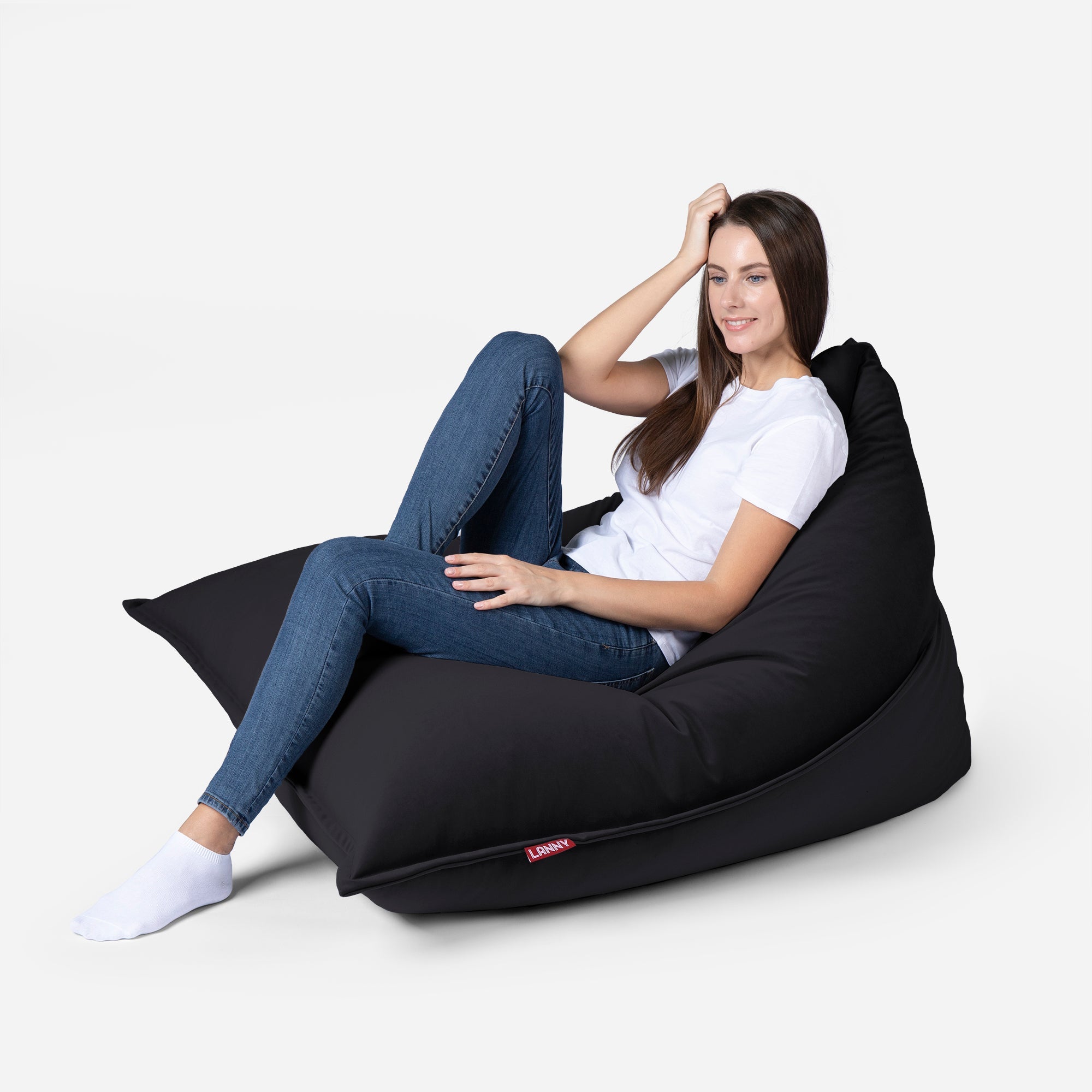 Sloppy Mini Velvet Black Bean bag - Lanny Beanbag - Bean Bag Chairs