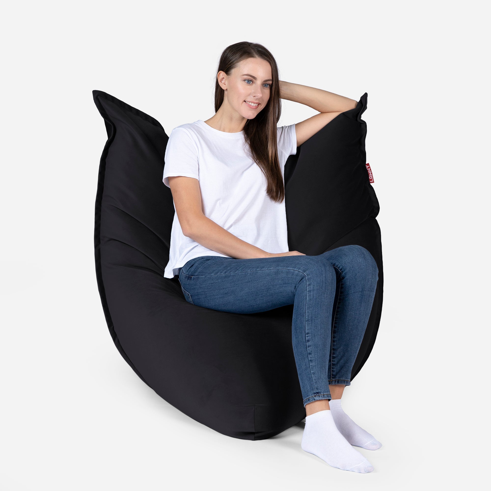 Sloppy Mini Velvet Black Bean bag - Lanny Beanbag - Bean Bag Chairs