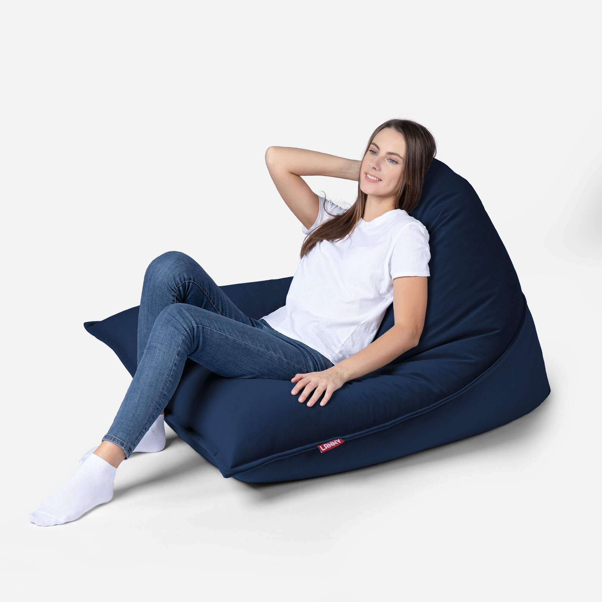 Sloppy Mini Velvet Blue Bean bag - Lanny Beanbag - Bean Bag Chairs