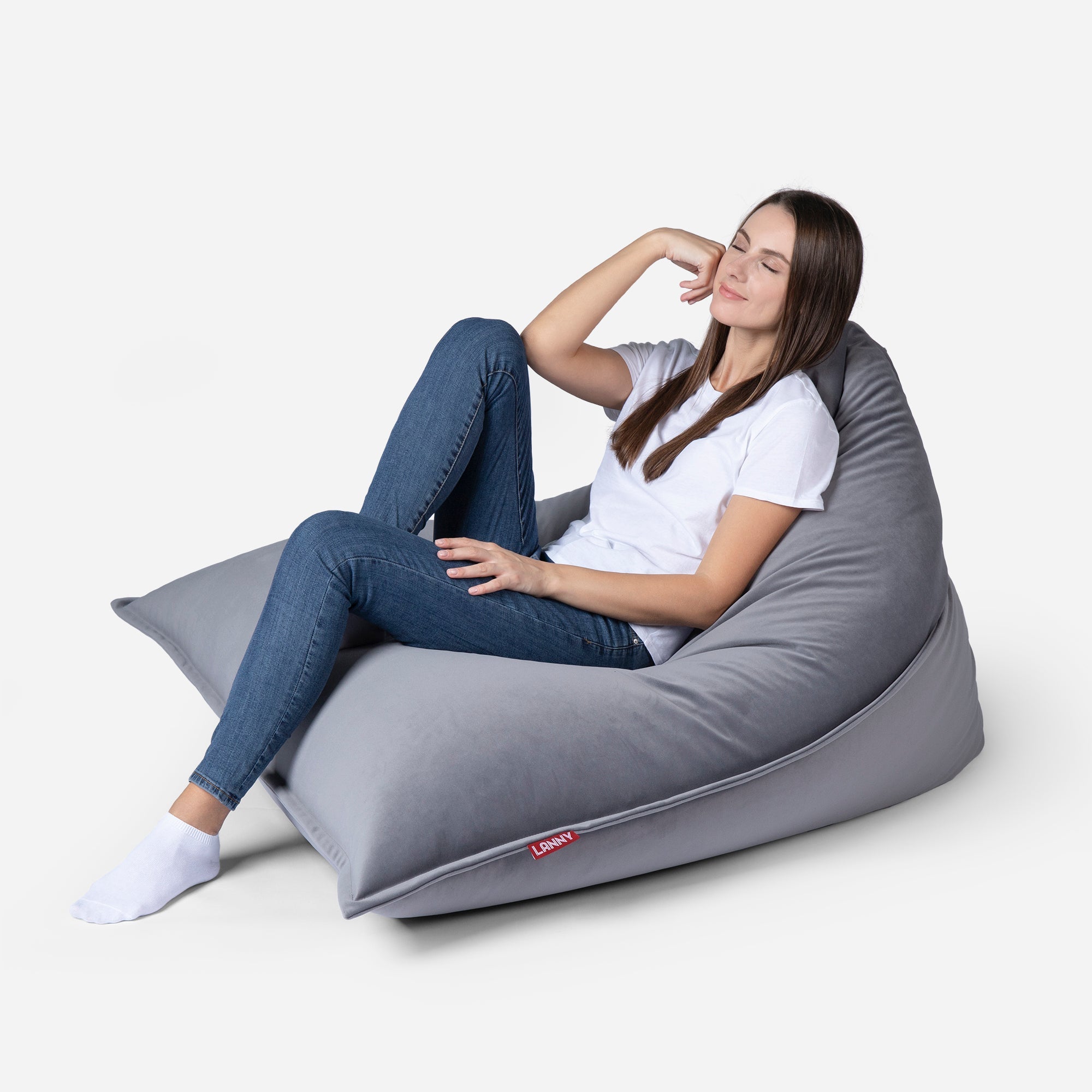 Sloppy Mini Velvet Gray Bean bag - Lanny Beanbag - Bean Bag Chairs