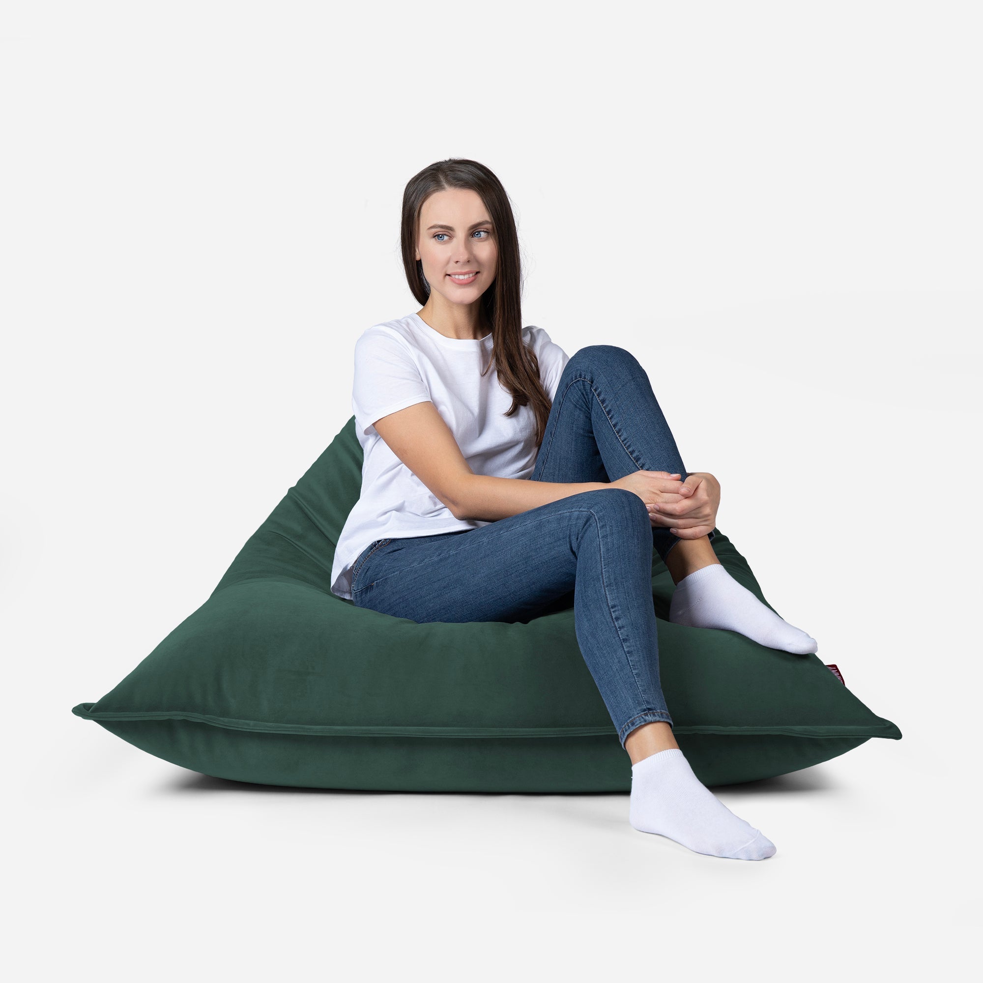 Sloppy Mini Velvet Green Bean bag - Lanny Beanbag - Bean Bag Chairs