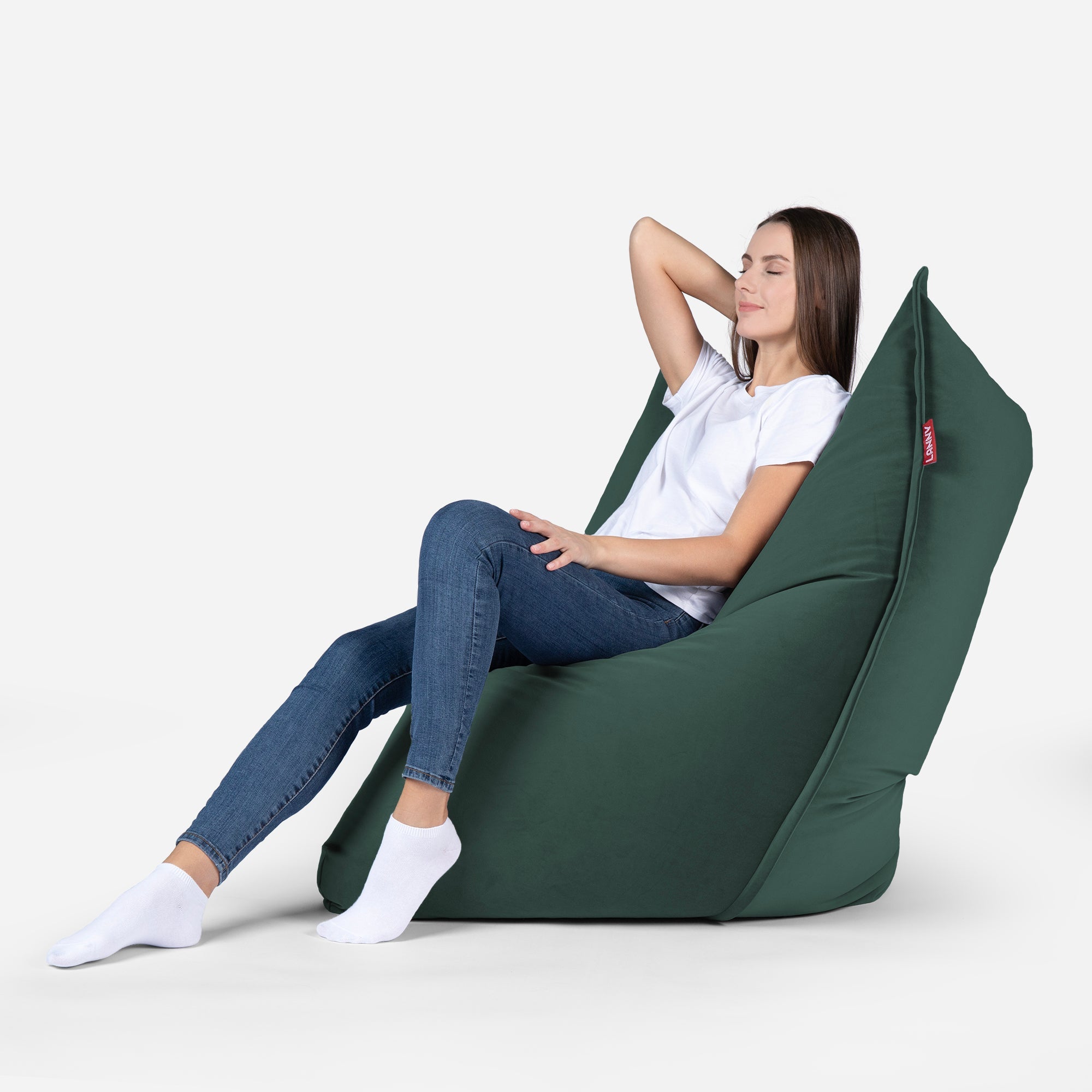 Sloppy Mini Velvet Green Bean bag - Lanny Beanbag - Bean Bag Chairs