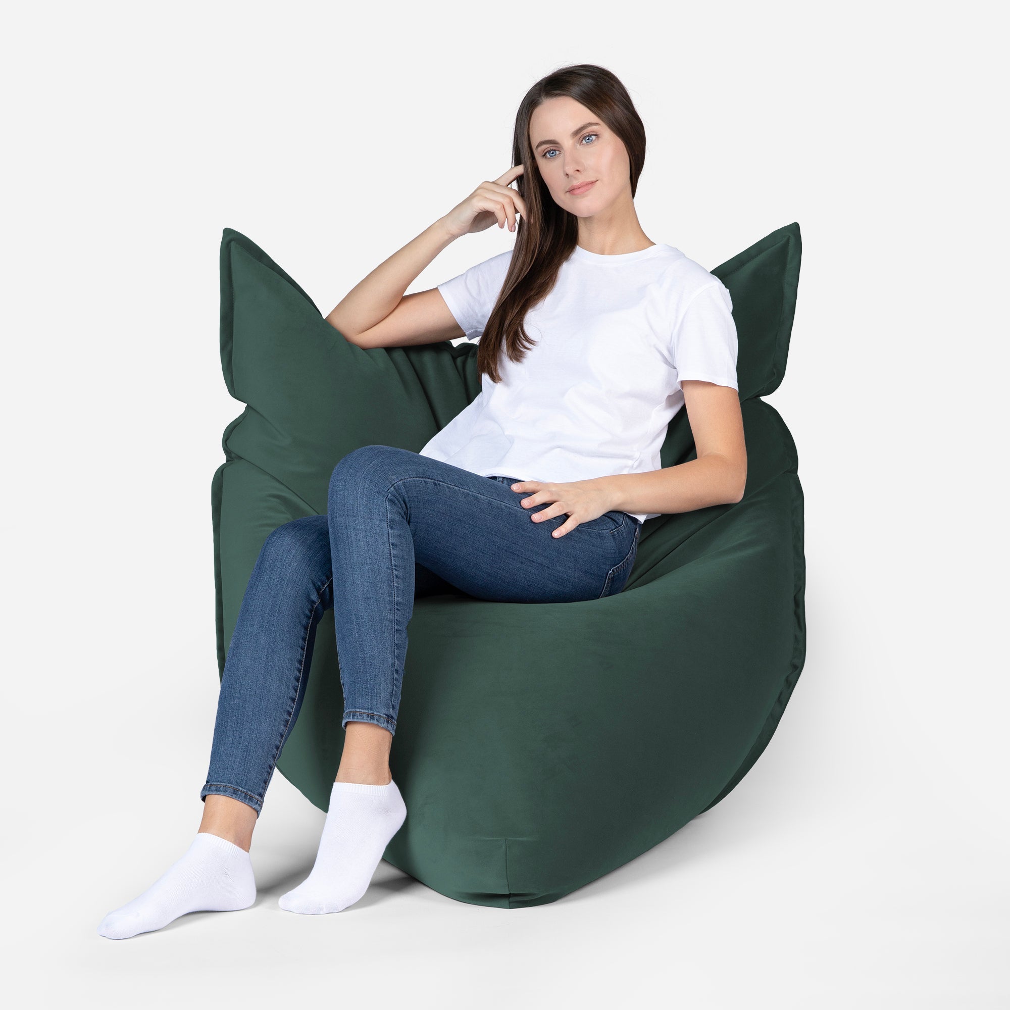 Sloppy Mini Velvet Green Bean bag - Lanny Beanbag - Bean Bag Chairs