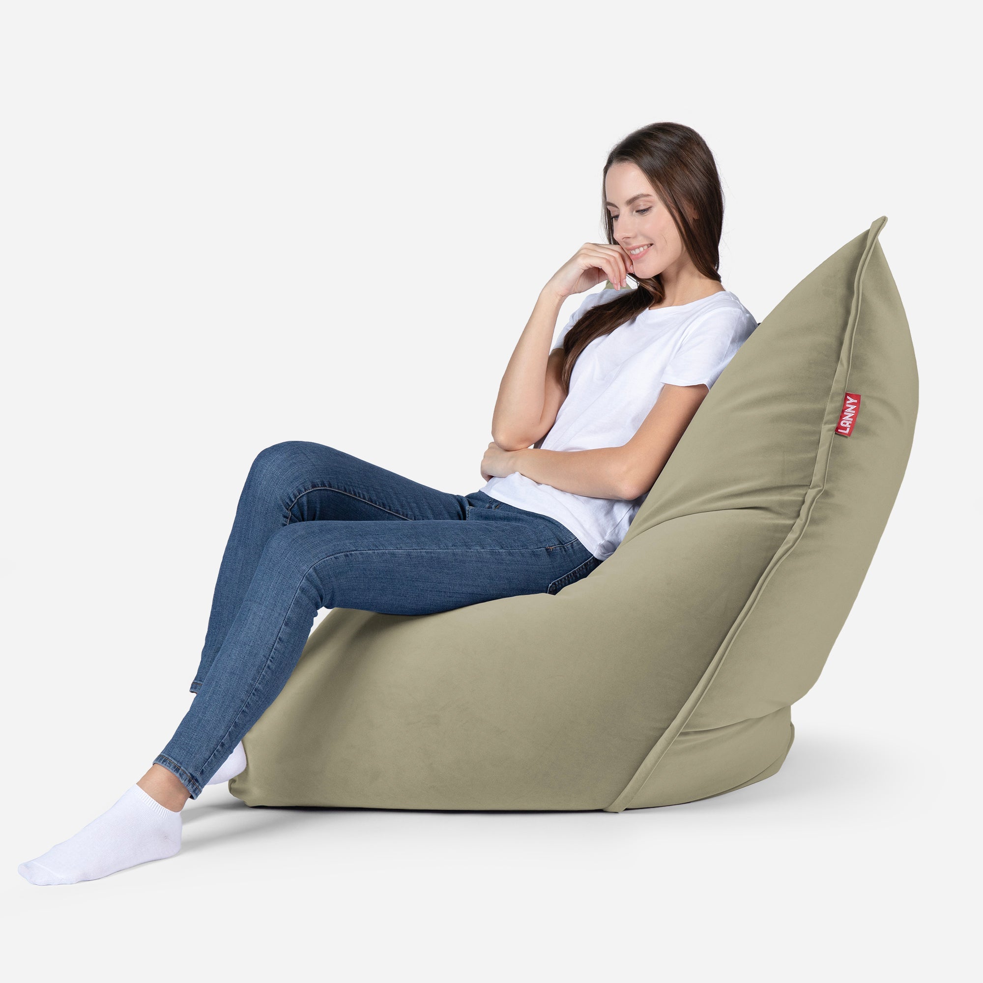 Sloppy Mini Velvet Khaki Bean bag - Lanny Beanbag - Bean Bag Chairs
