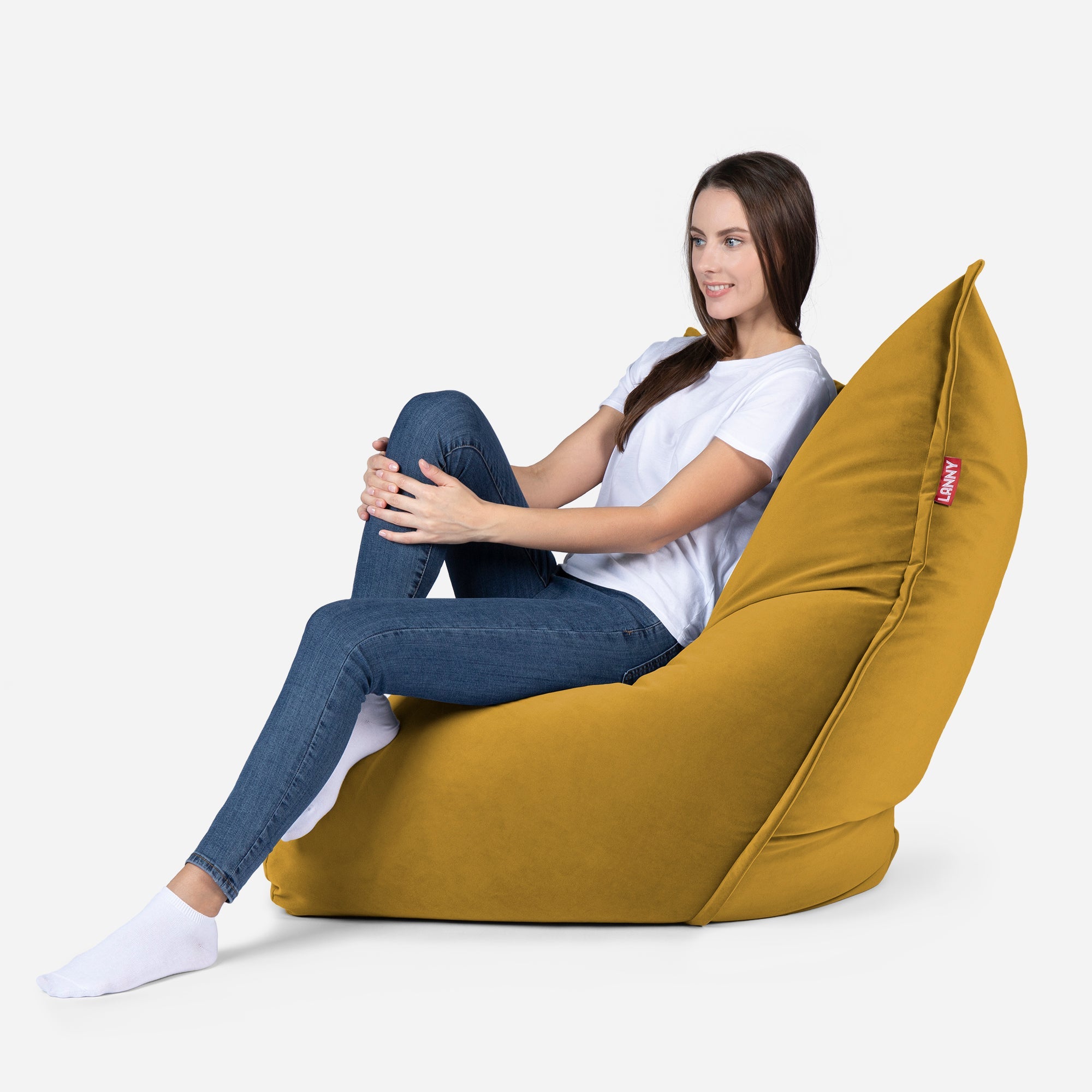 Sloppy Mini Velvet Mustard Bean bag - Lanny Beanbag - Bean Bag Chairs