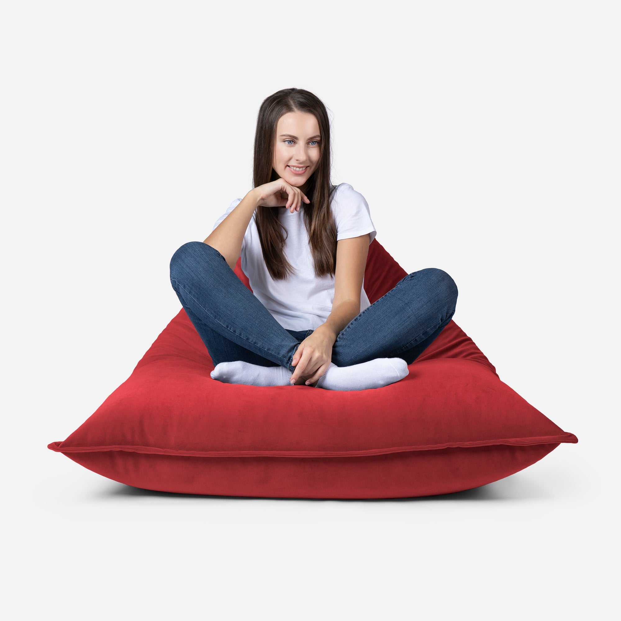 Sloppy Mini Velvet Red Bean bag - Lanny Beanbag - Bean Bag Chairs