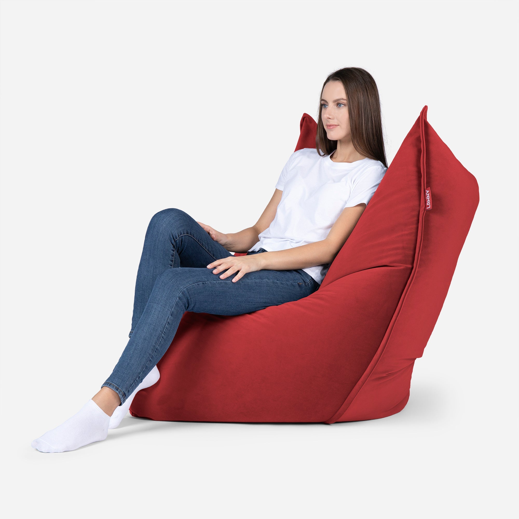 Sloppy Mini Velvet Red Bean bag - Lanny Beanbag - Bean Bag Chairs