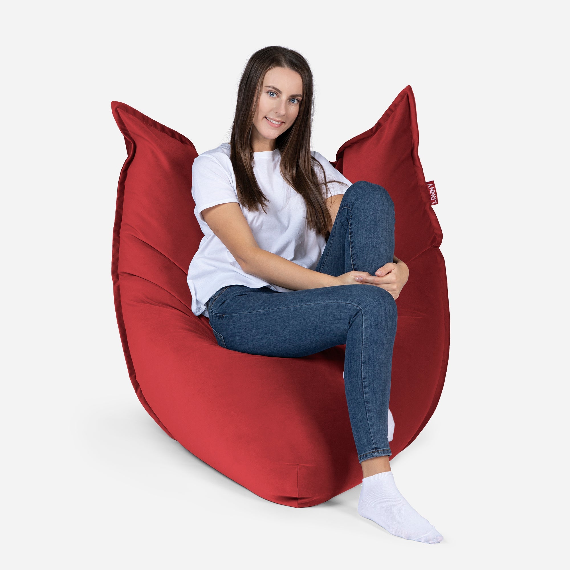 Sloppy Mini Velvet Red Bean bag - Lanny Beanbag - Bean Bag Chairs