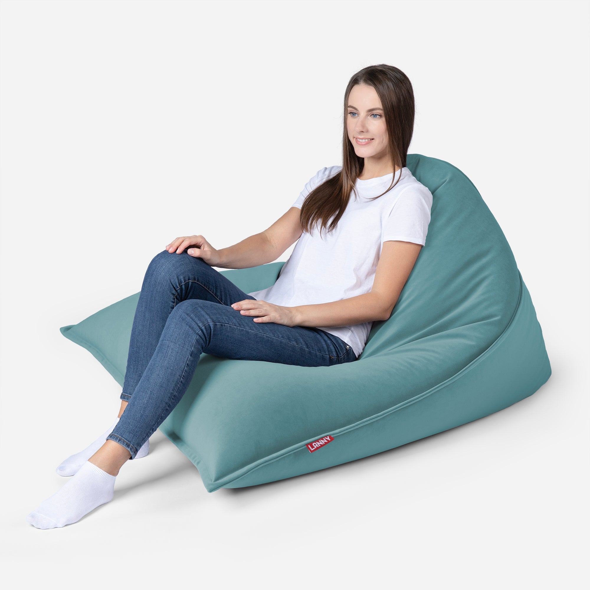 Sloppy Mini Velvet Turquoise Bean bag - Lanny Beanbag - Bean Bag Chairs