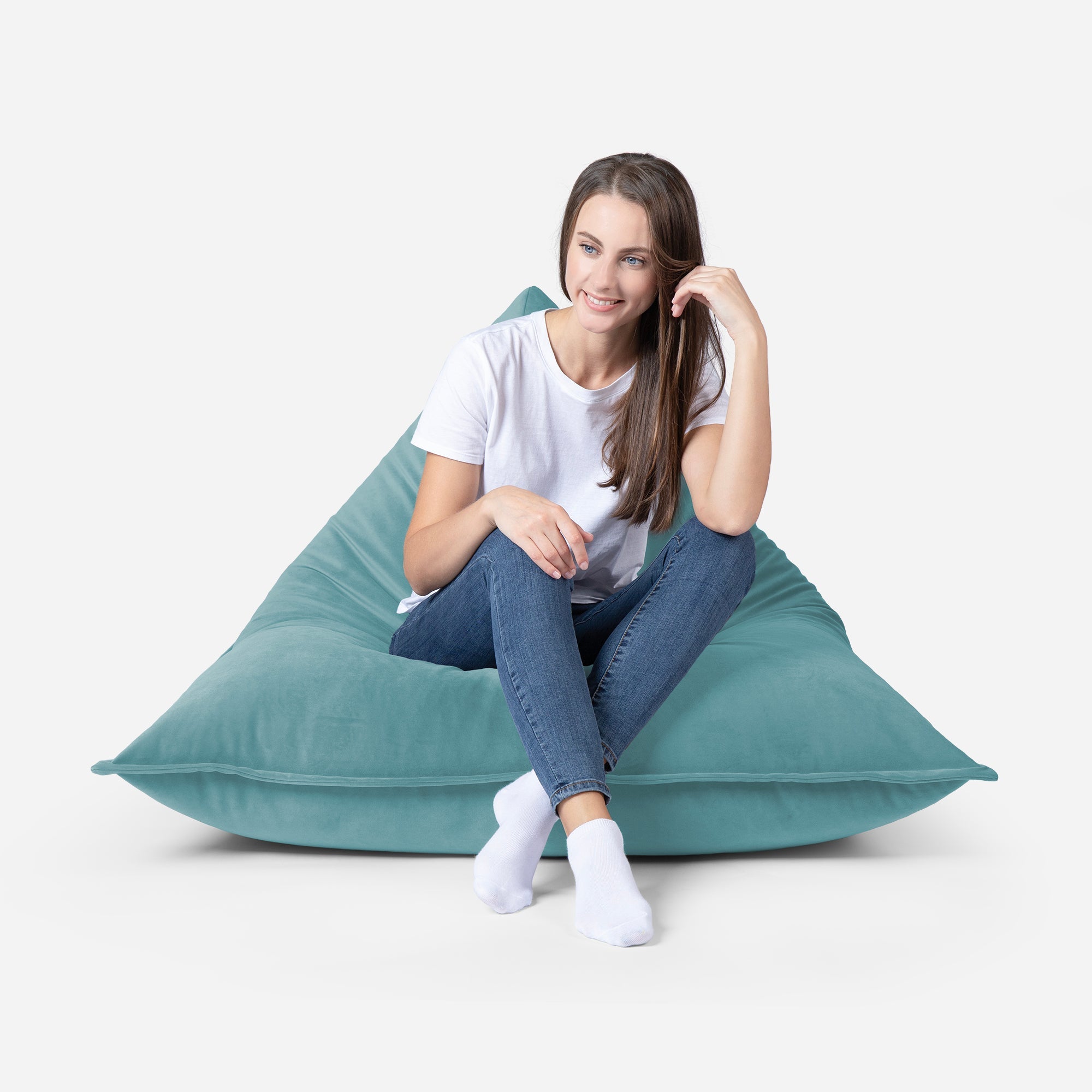 Sloppy Mini Velvet Turquoise Bean bag - Lanny Beanbag - Bean Bag Chairs