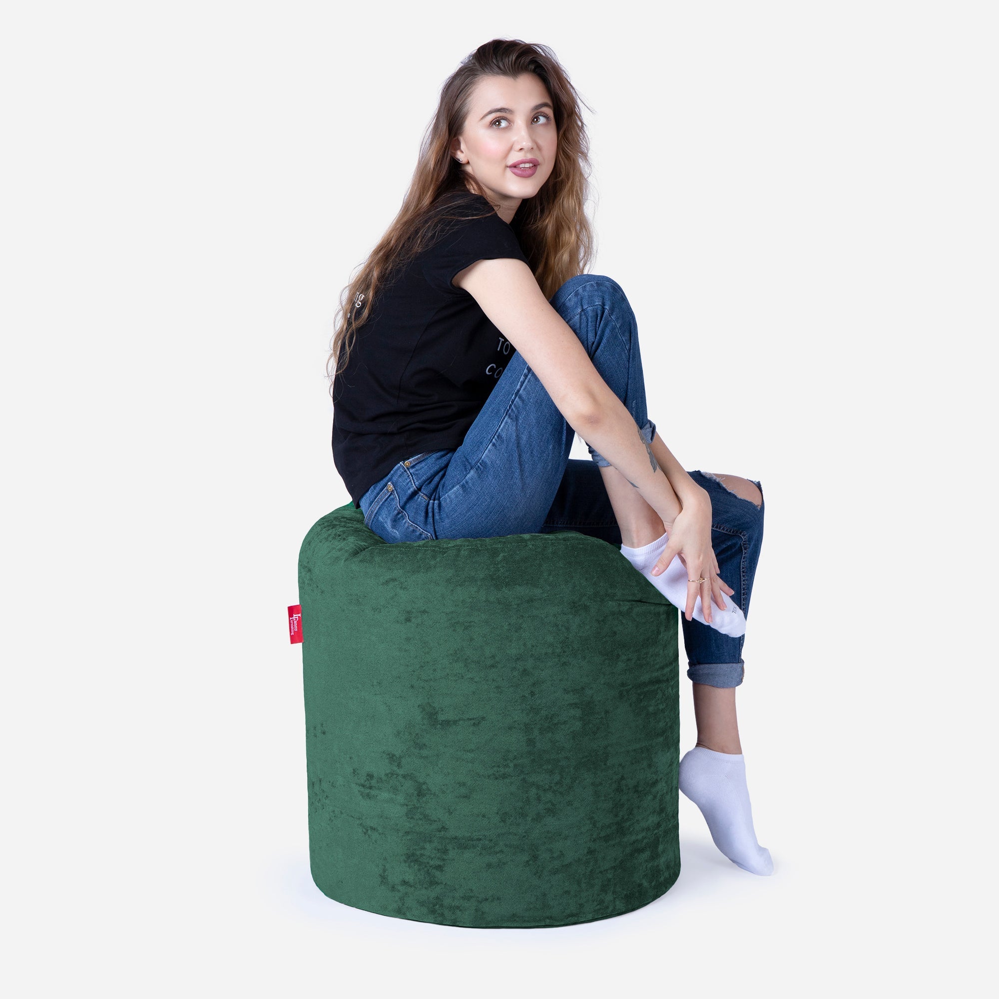Tall Aldo Green Pouf - Lanny Beanbag - Ottomans
