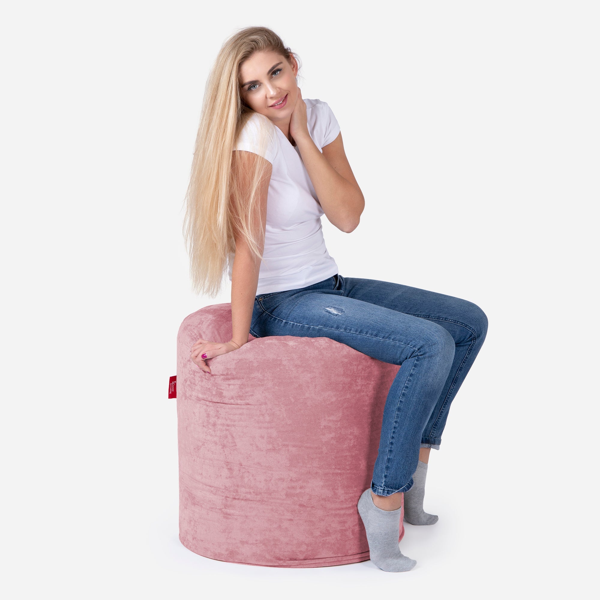 Tall Aldo Pink Pouf - Lanny Beanbag - Ottomans