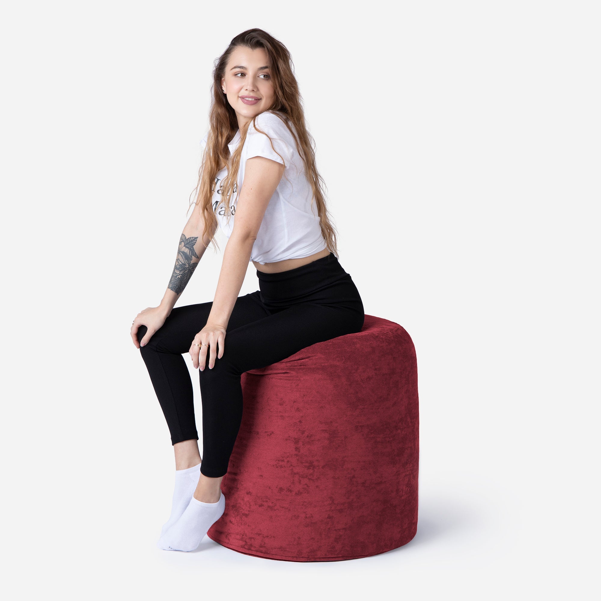 Tall Aldo Red Pouf - Lanny Beanbag - Ottomans