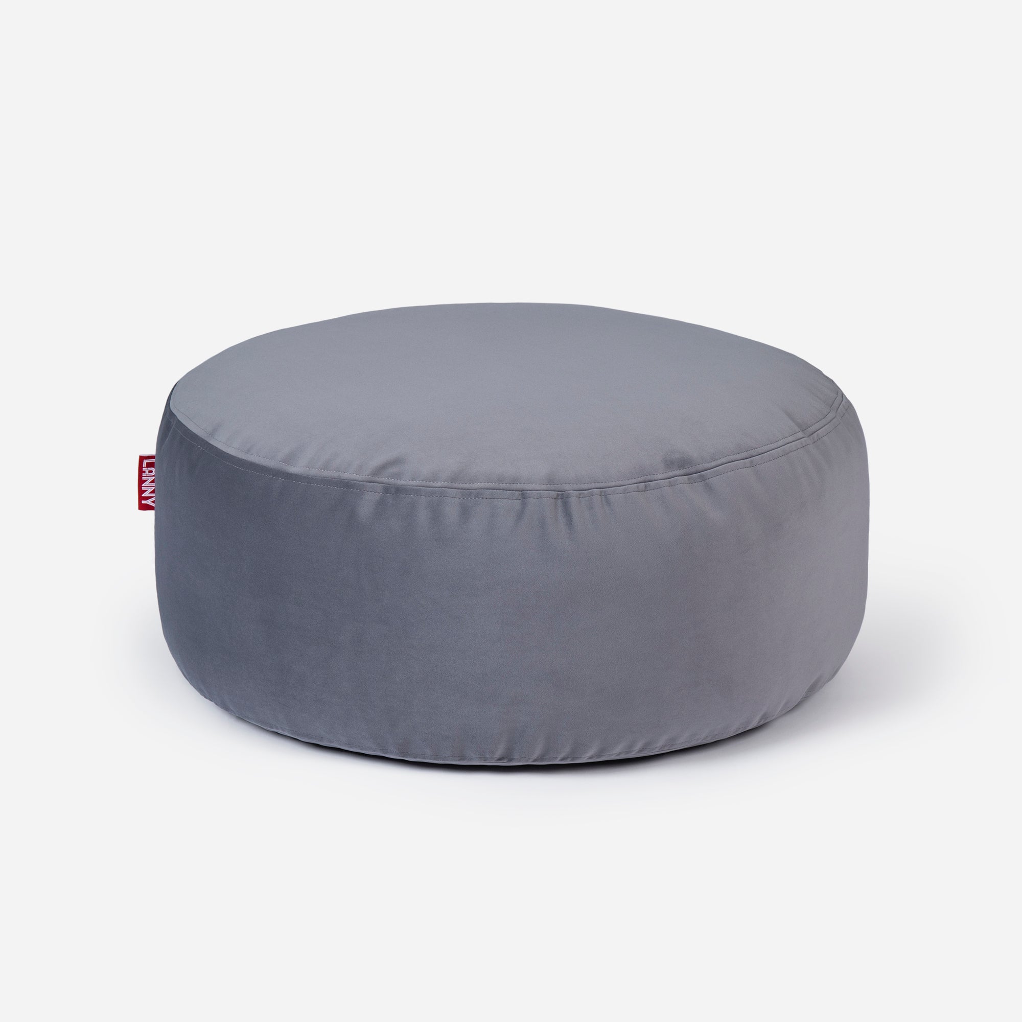 Lanny pouf made from velvet fabric in Gray color