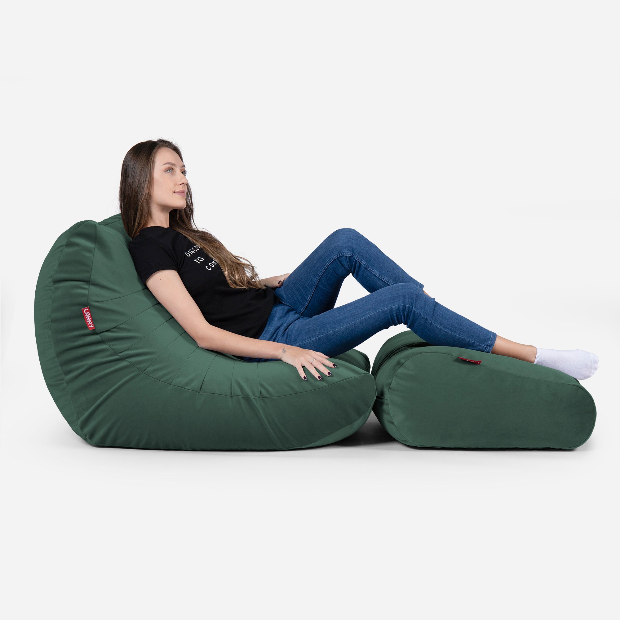 Beanbag Curvy Design Green color