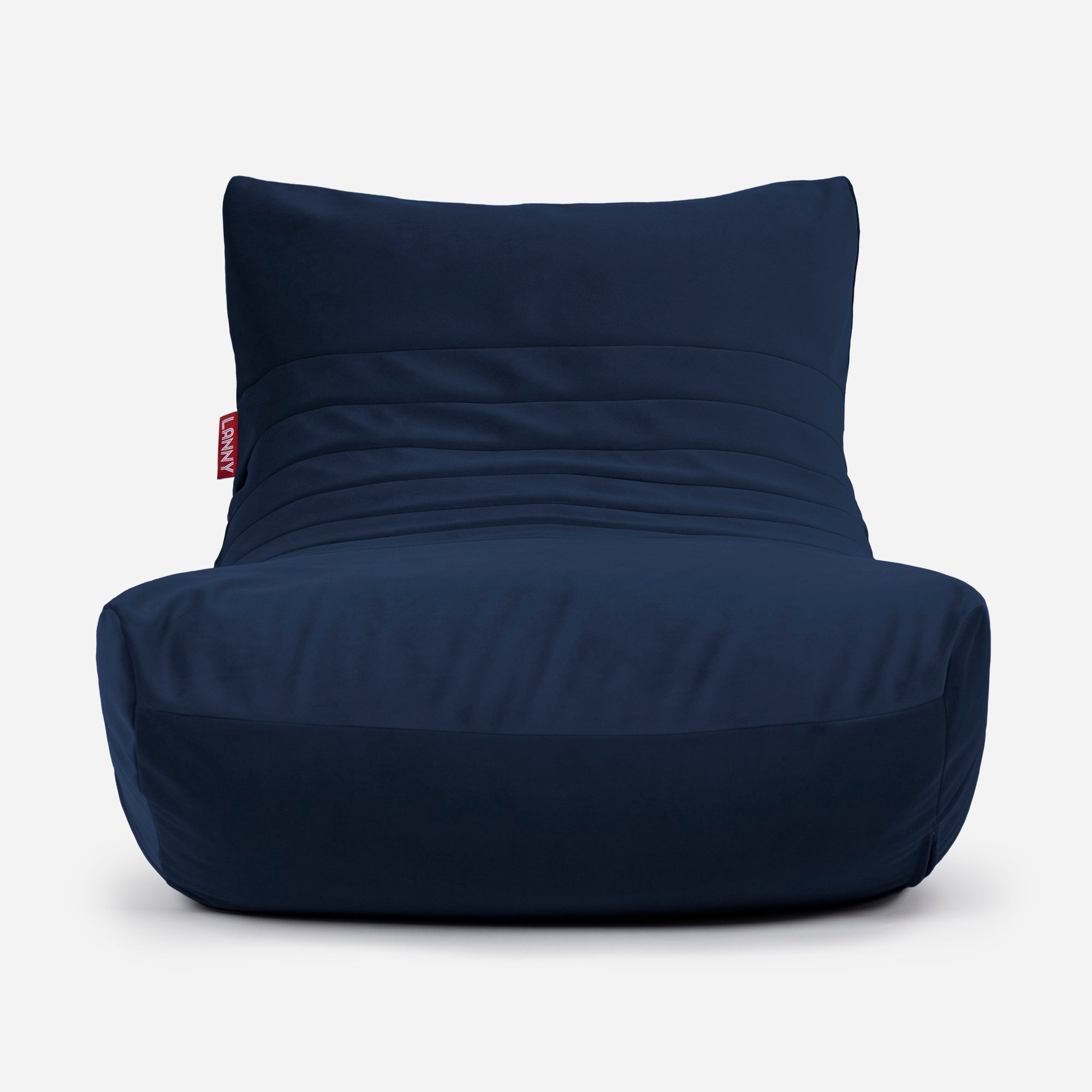 Curvy Velvet Blue Bean bag Chair & Footrest Set - Lanny Beanbag - Bean Bag Chairs