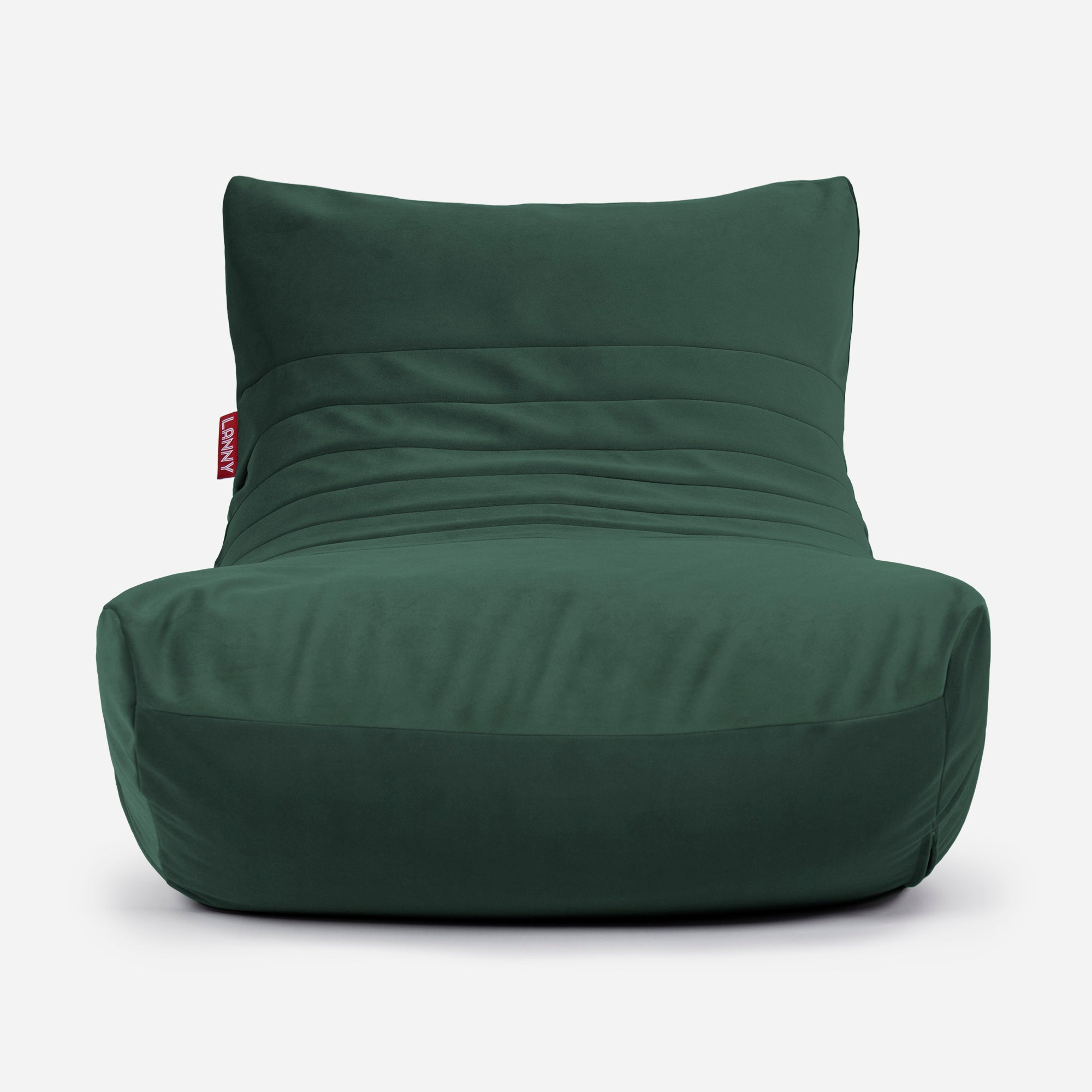 Curvy Velvet Green Bean bag Chair & Footrest Set - Lanny Beanbag - Bean Bag Chairs