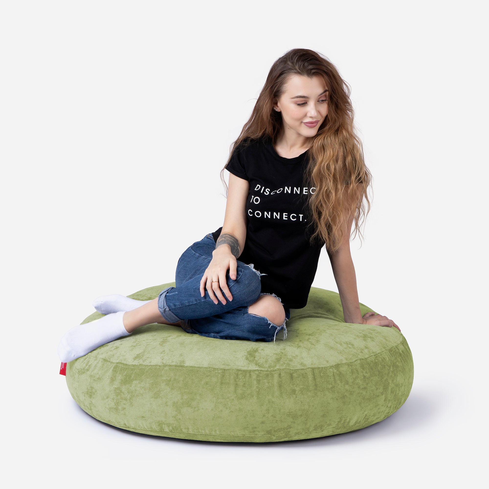 Floor Aldo Lime Pouf - Lanny Beanbag - Ottomans