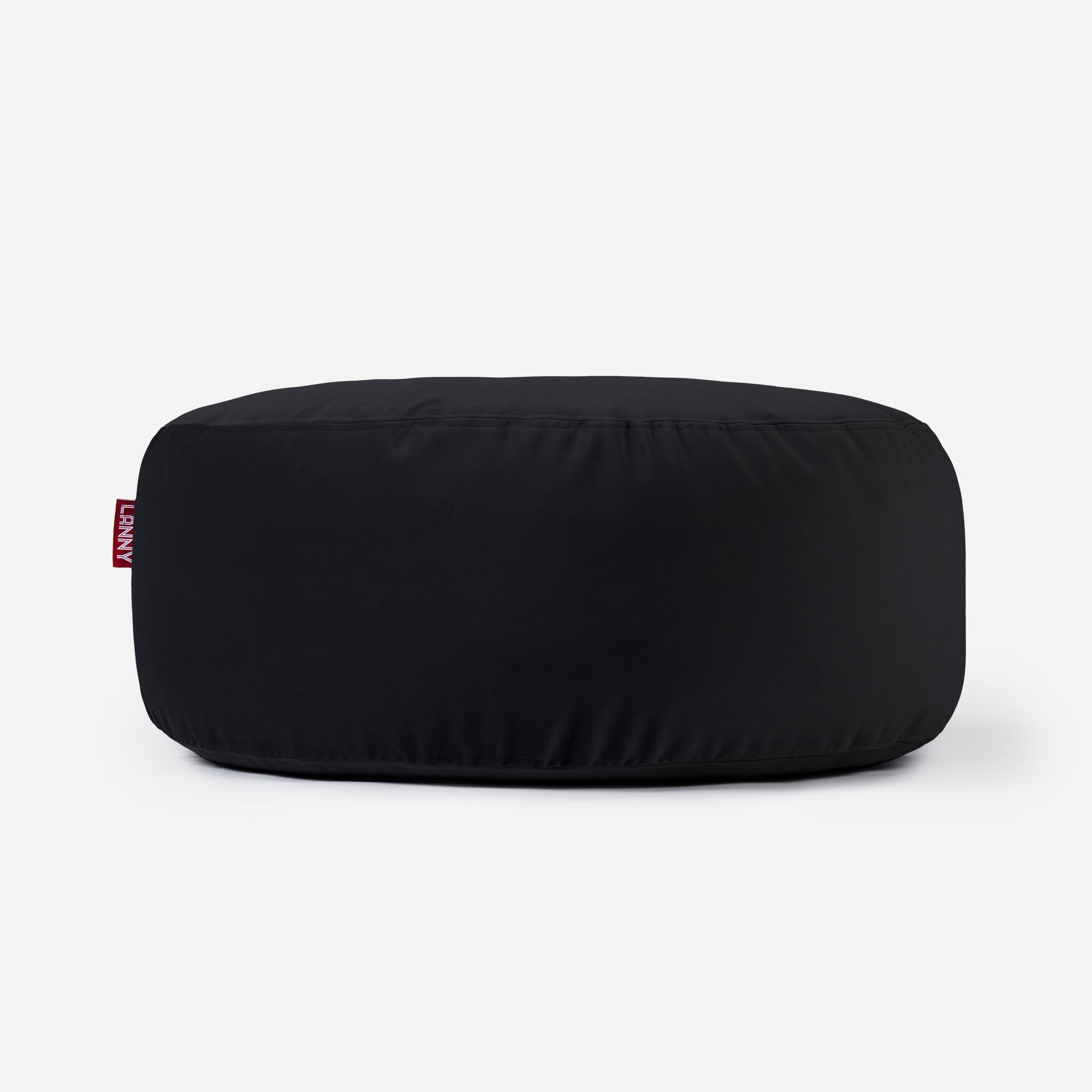Short Velvet Black Pouf - Lanny Beanbag - Ottomans