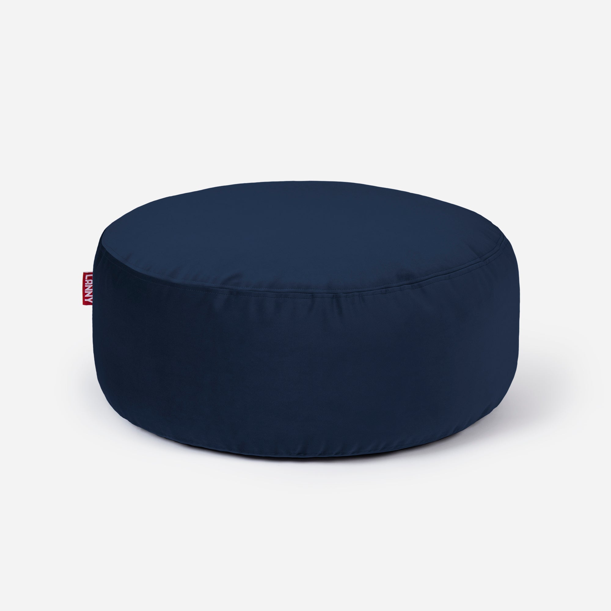 Short Velvet Blue Pouf - Lanny Beanbag - Ottomans