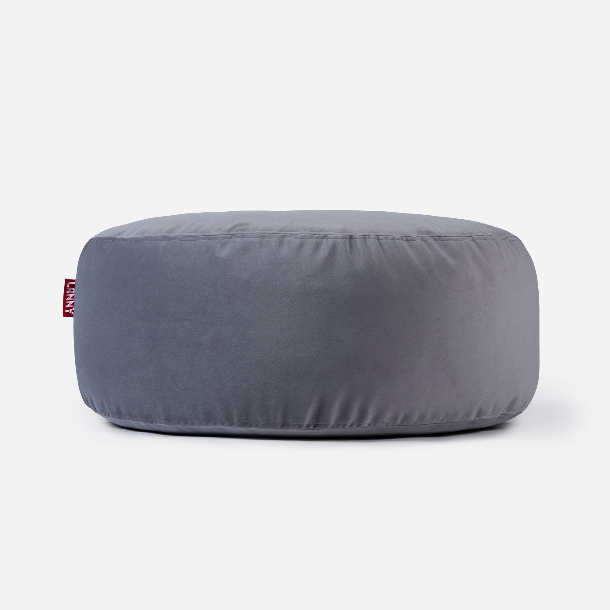 Short Velvet Gray Pouf - Lanny Beanbag - Ottomans