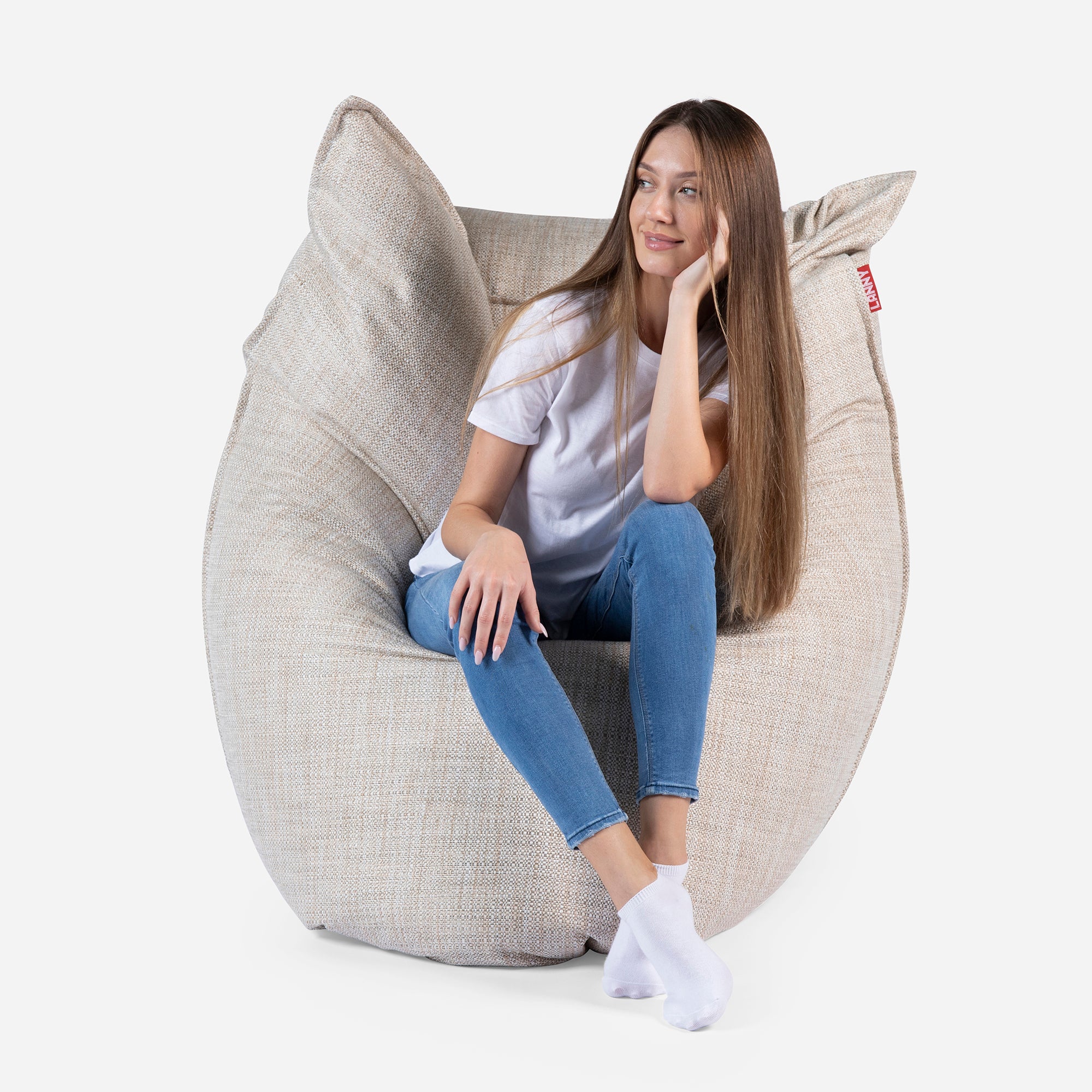 Sloppy Tweed Beige Bean bag