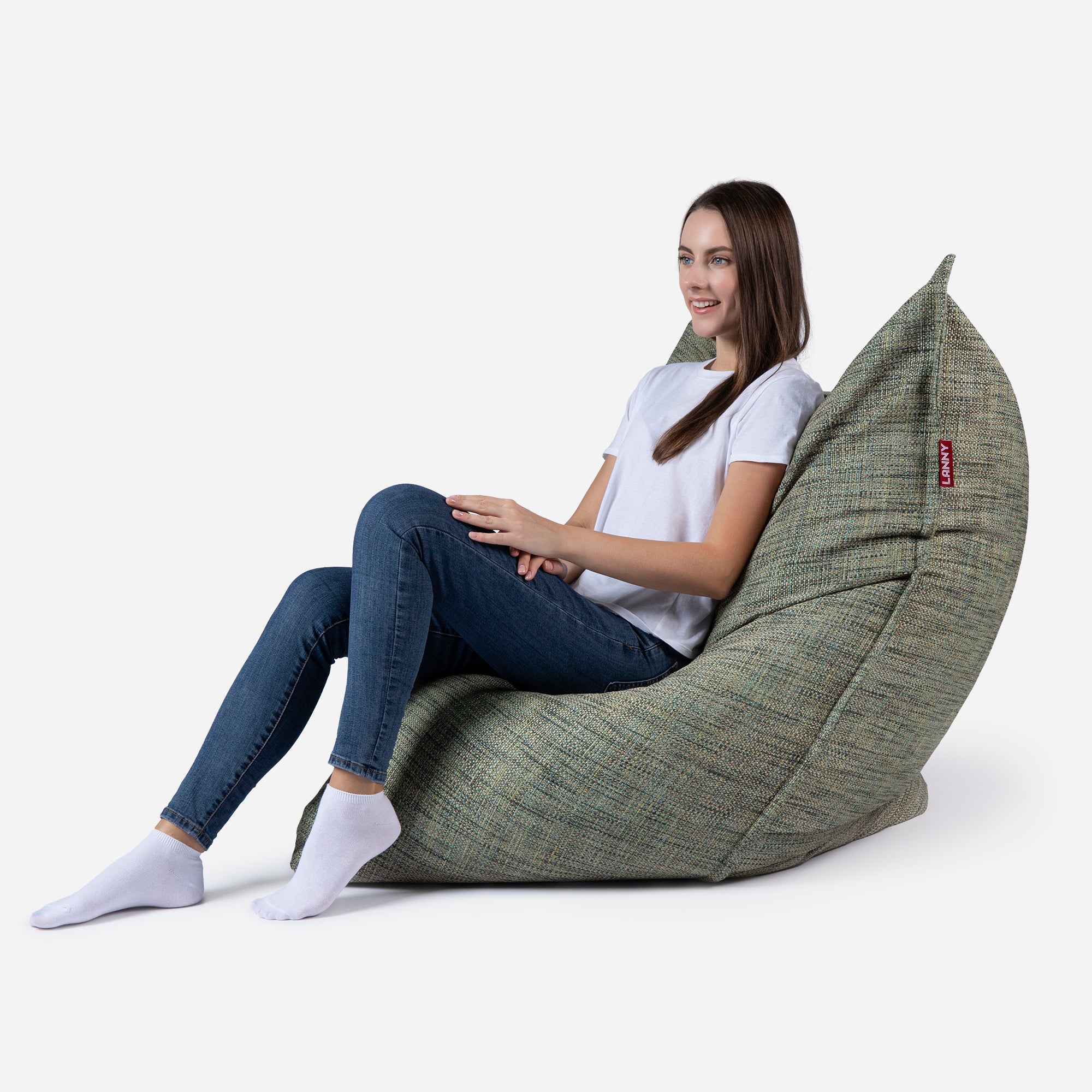 Mini Sloppy Tweed Green Bean bag