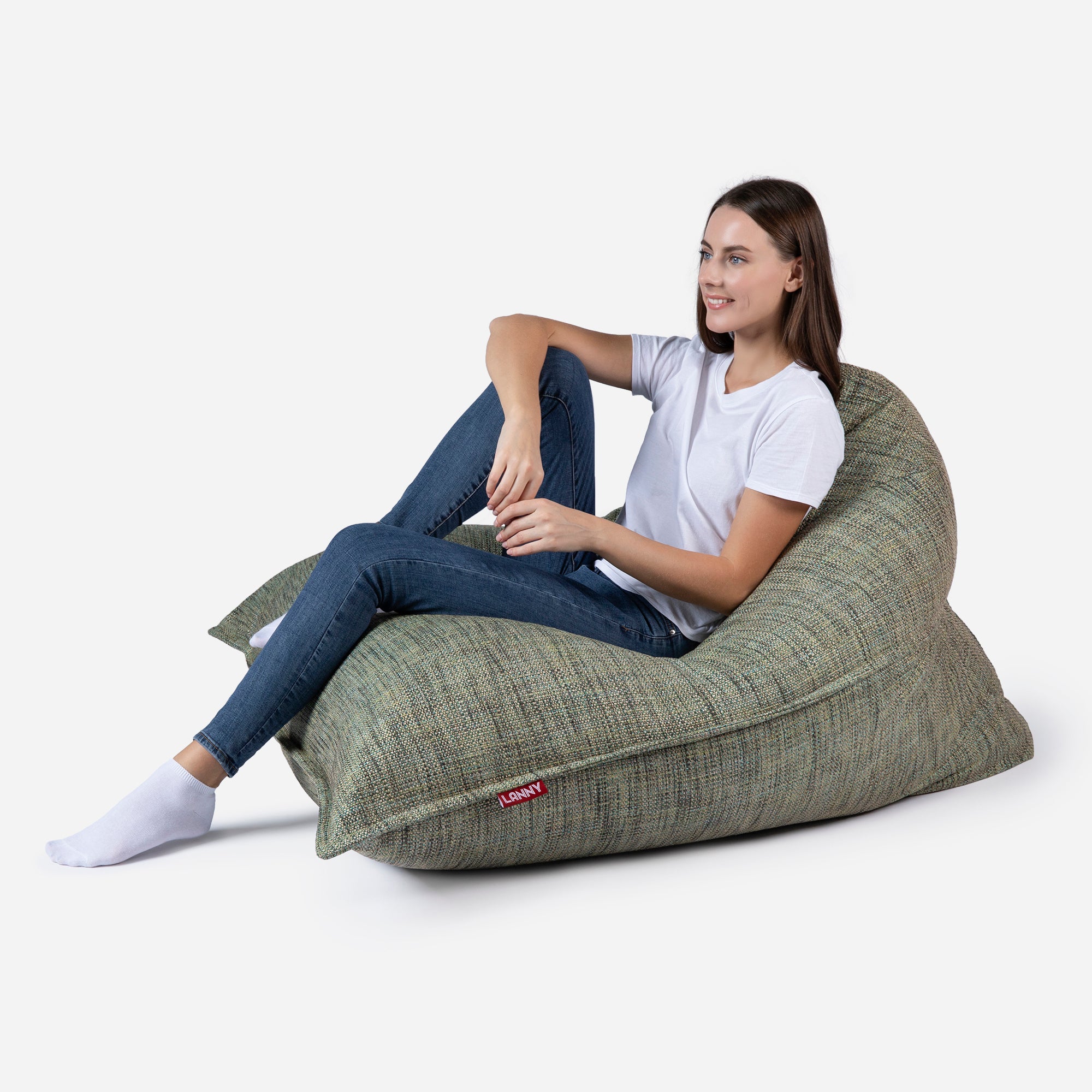 Mini Sloppy Tweed Green Bean bag