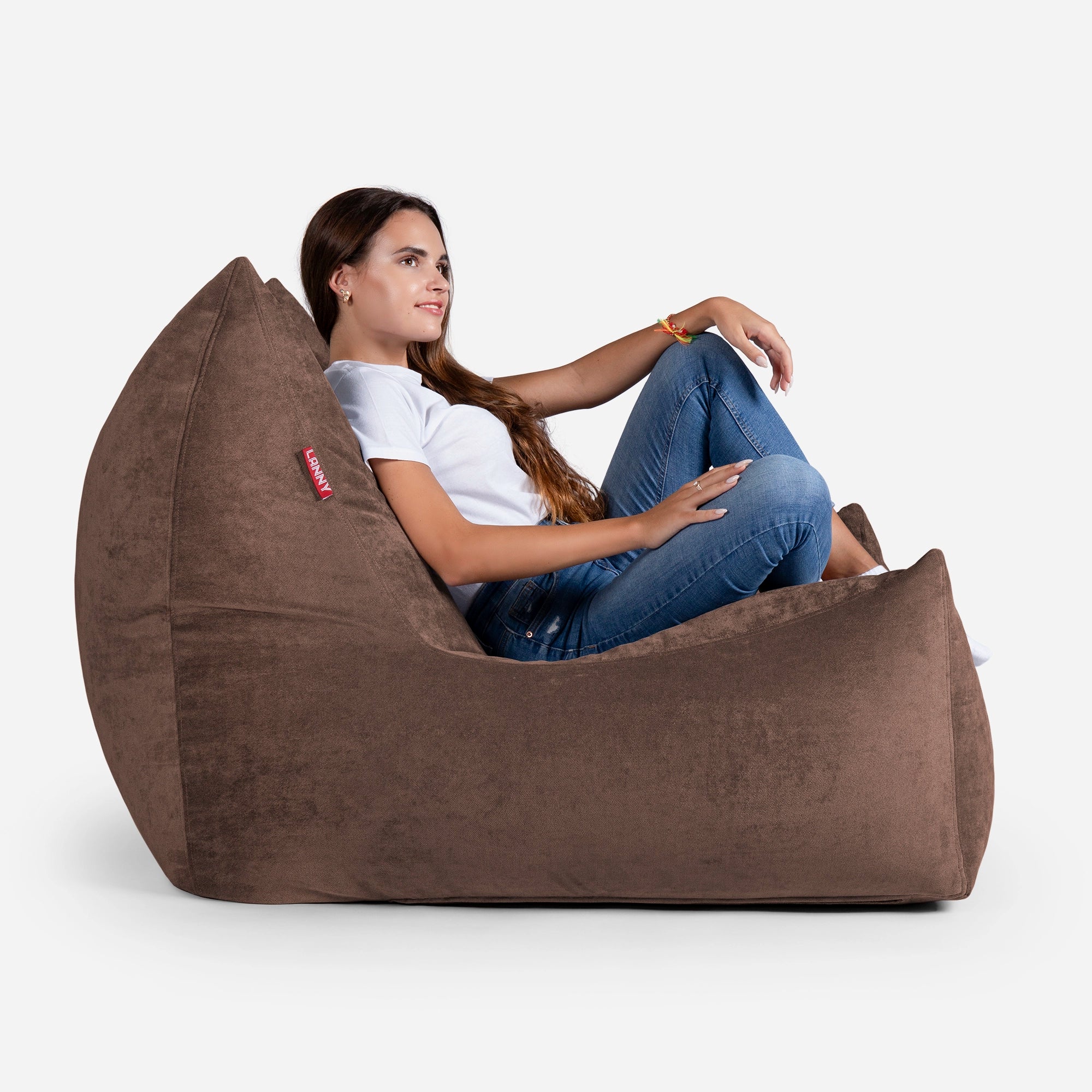 Quadro Aldo Brown Bean bag Chair & Footrest Set