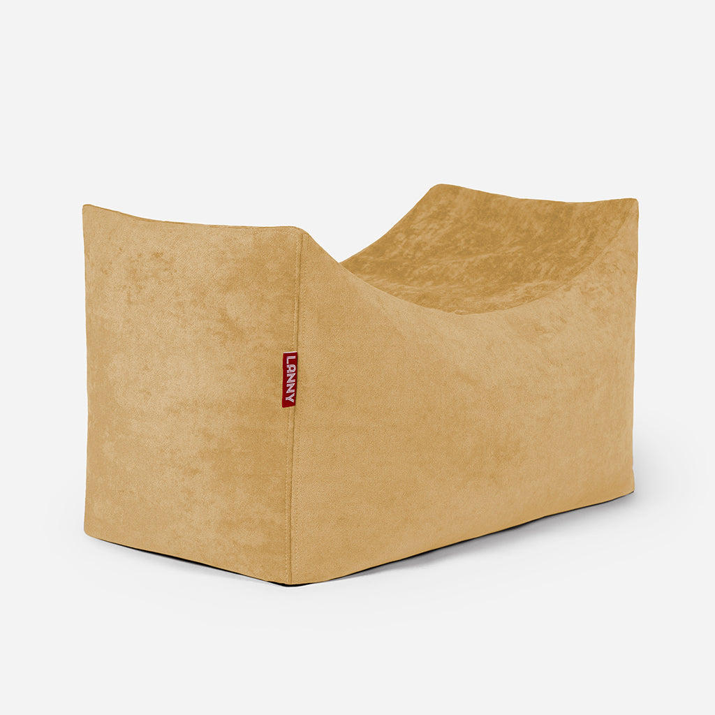 Lanny Chenille Quadro Bean bag Chair & Footrest Set - Mustard