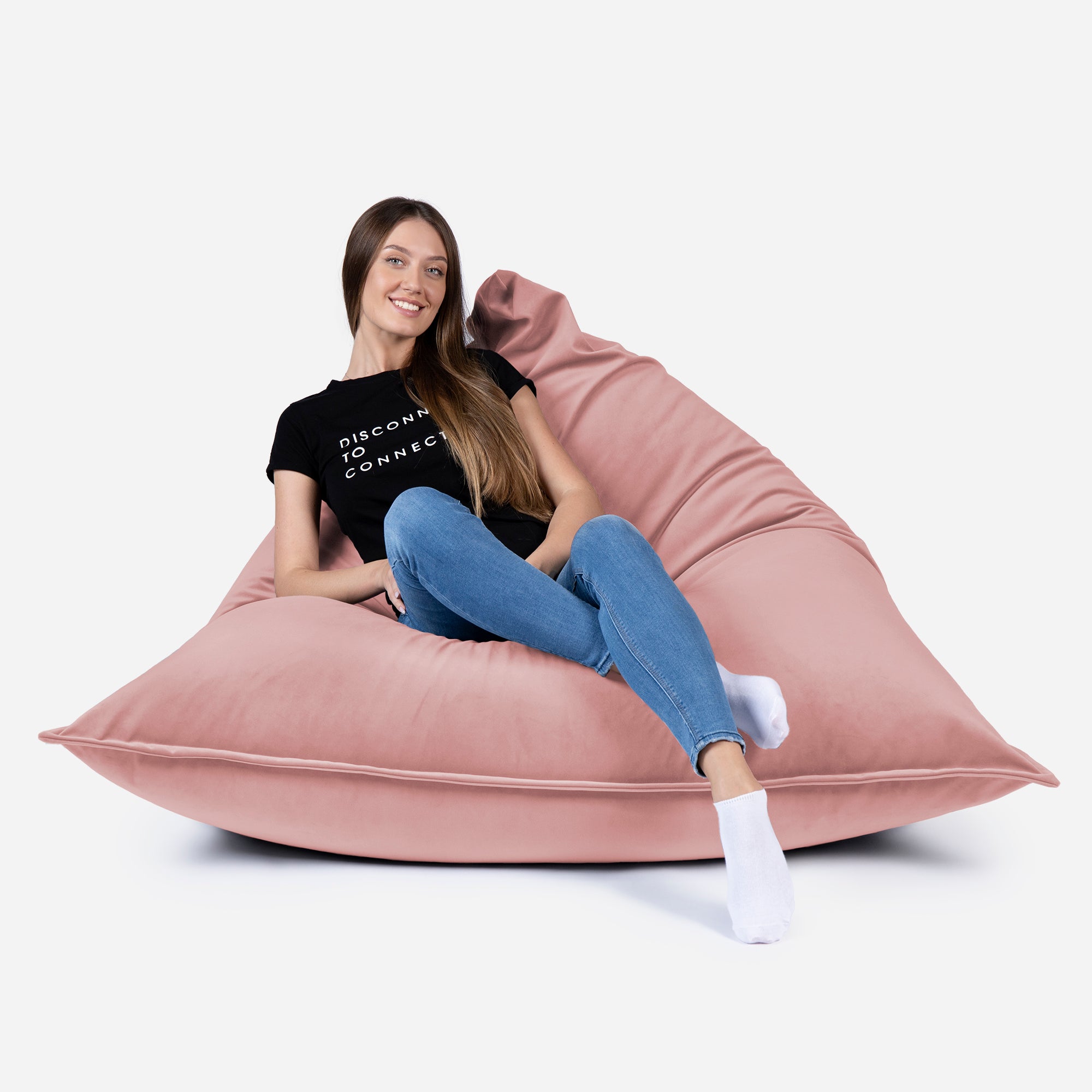 Sloppy Large Velvet Pink Bean bag