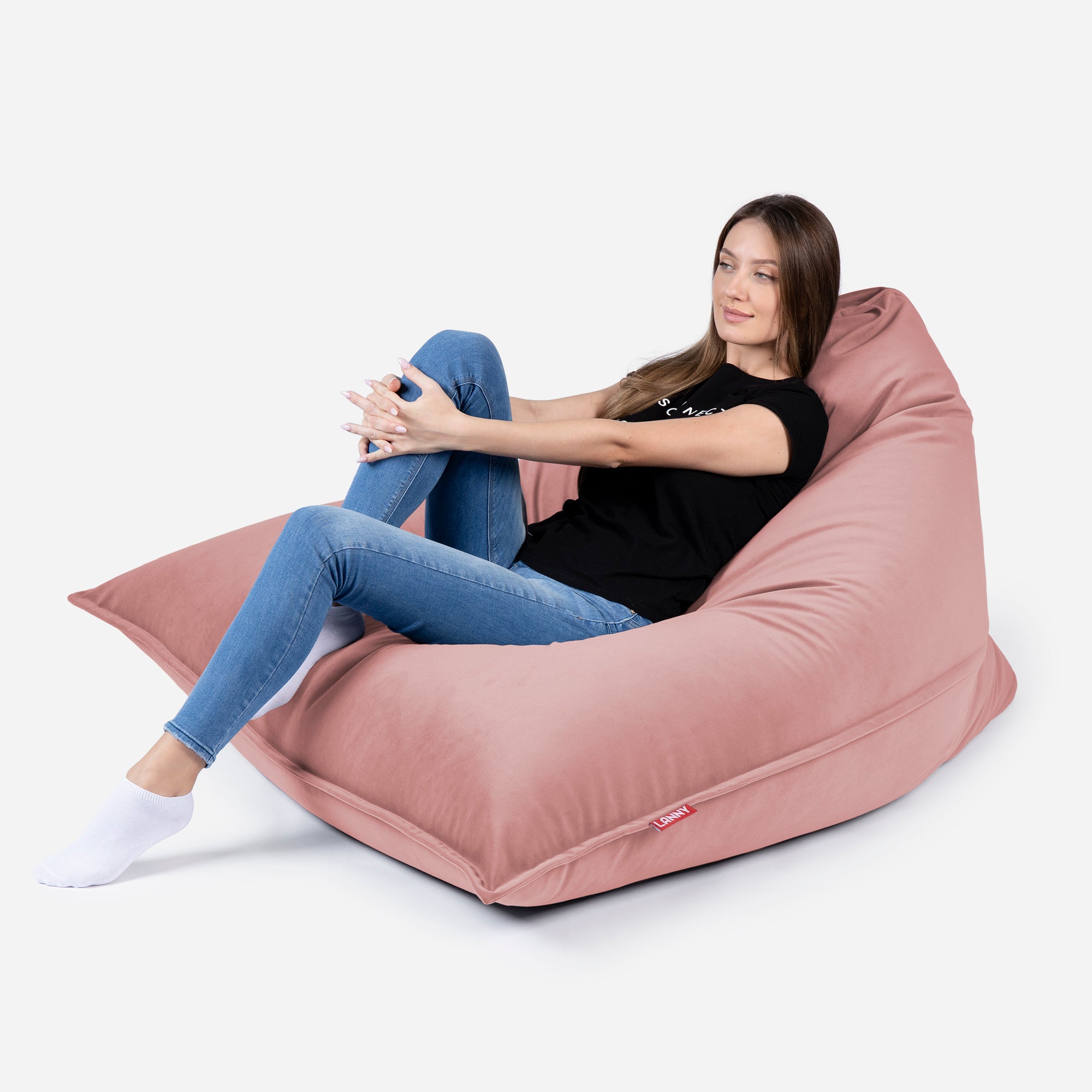 Sloppy Large Velvet Pink Bean bag