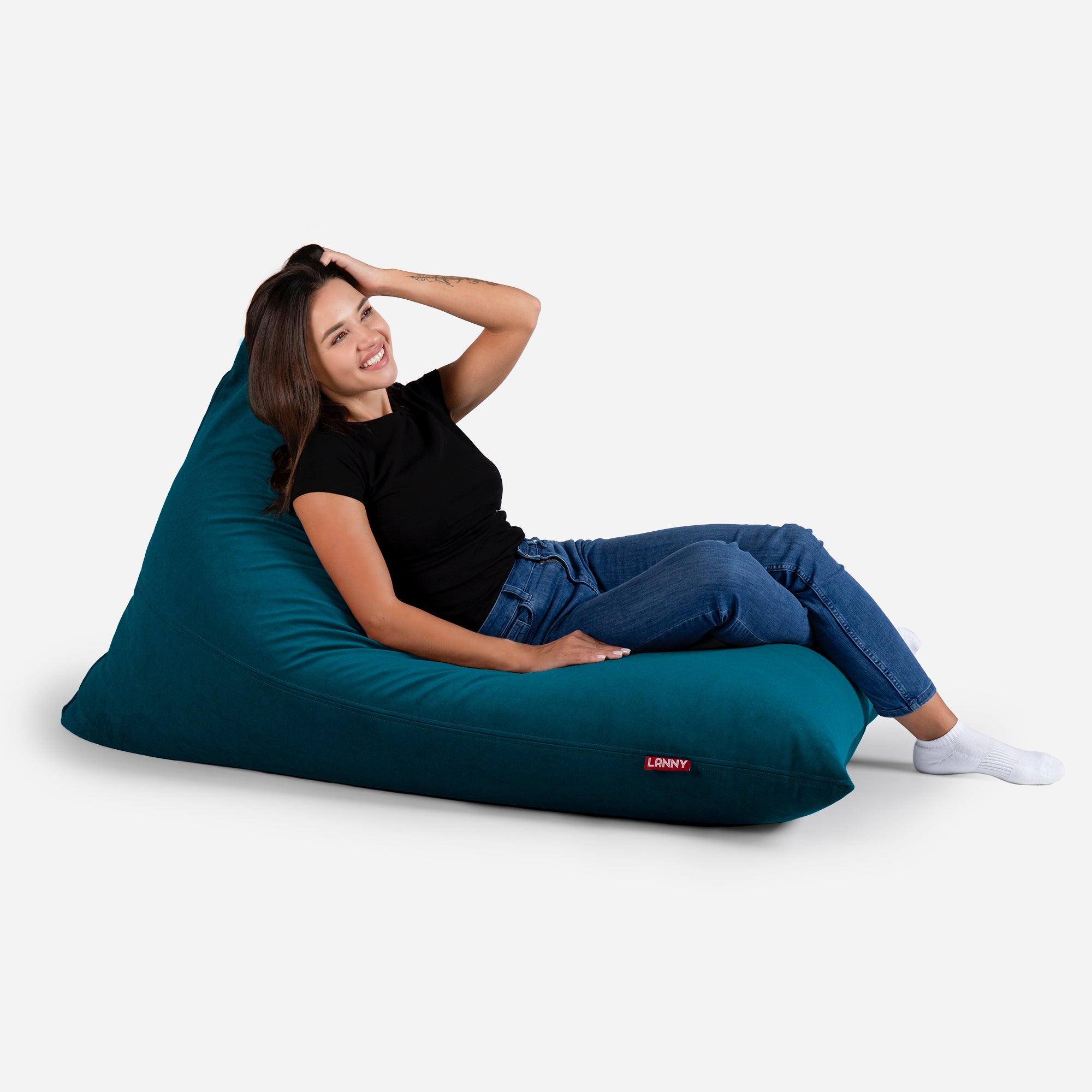 Slim Velvet Aqua Bean bag