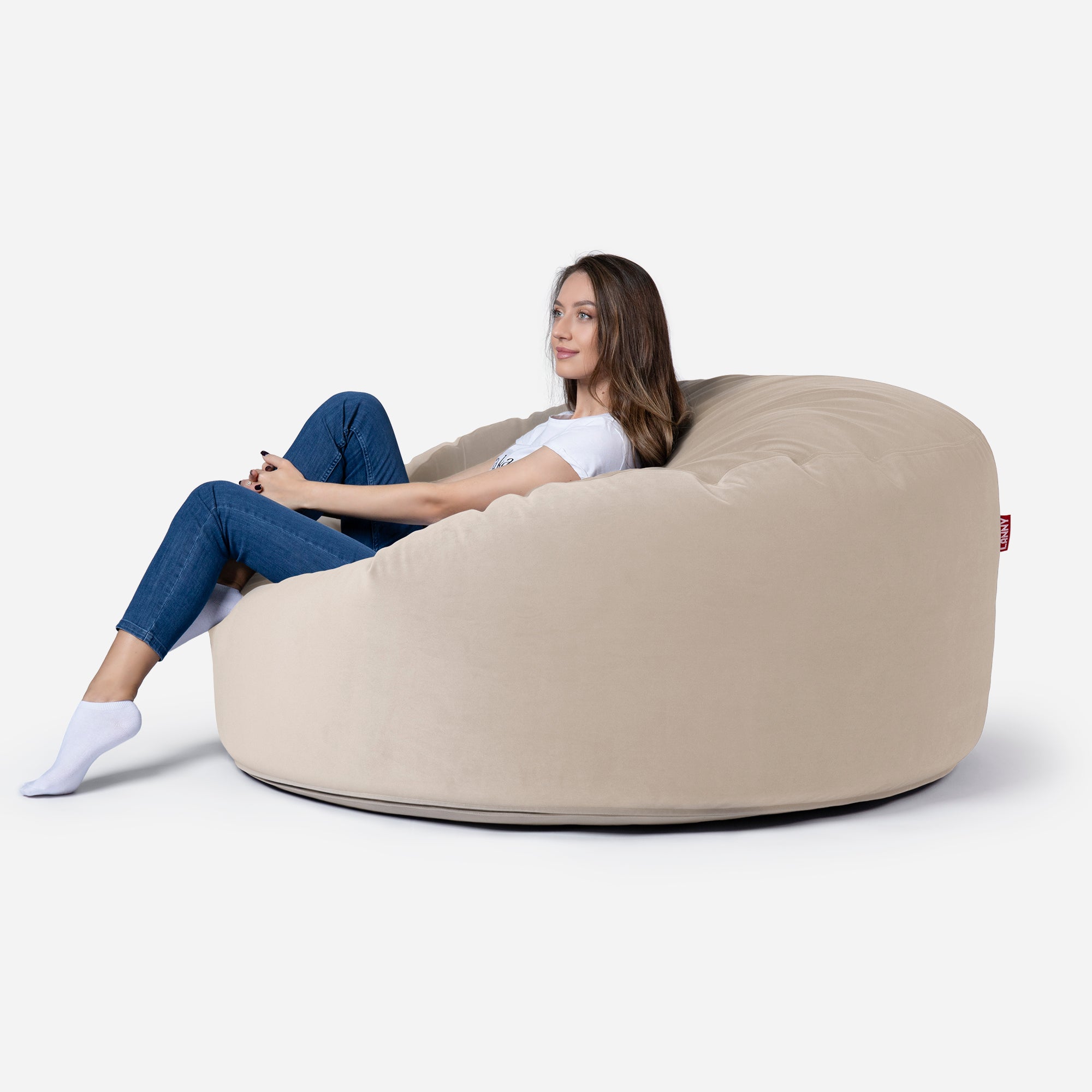 Original Large Velvet Beige Bean Bag