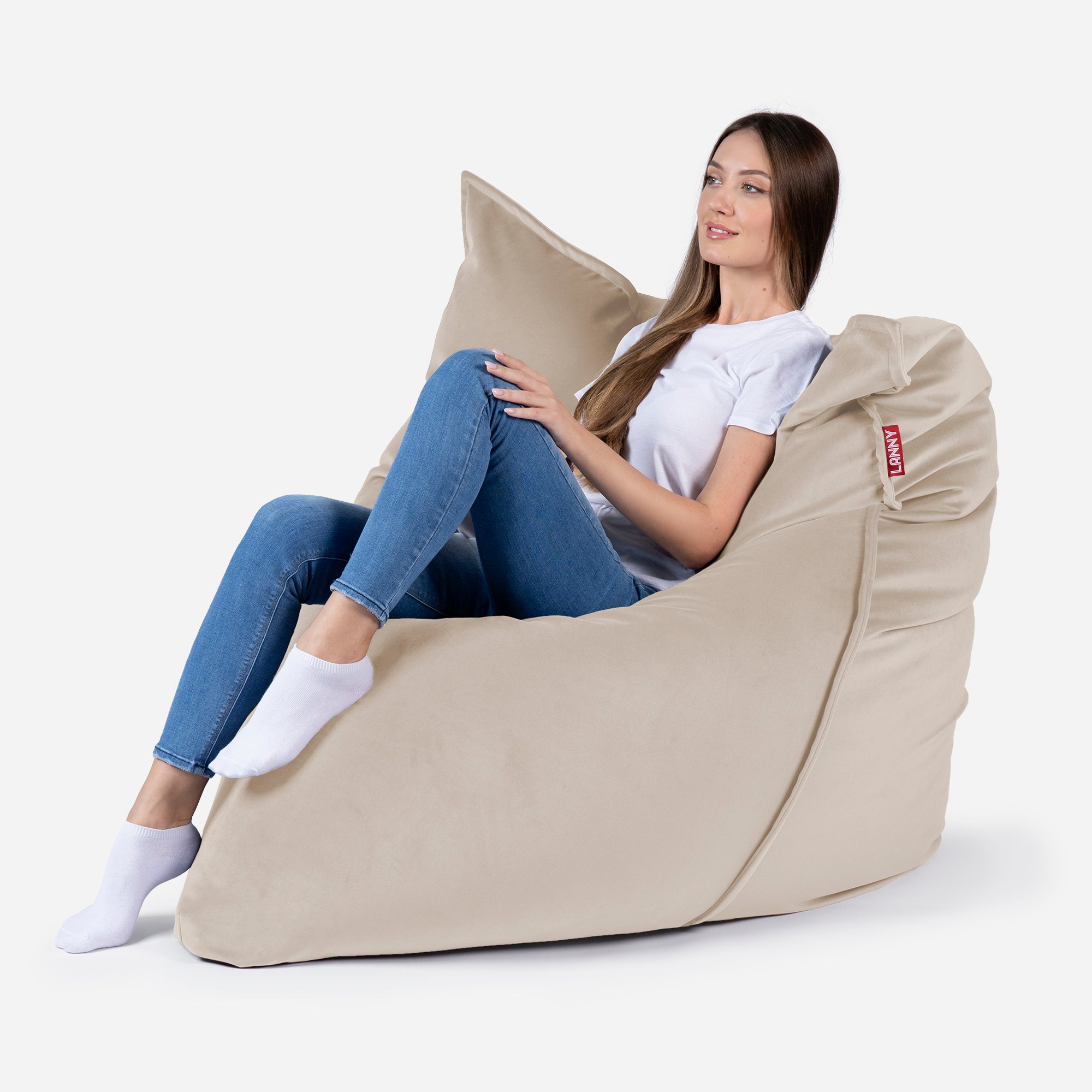 Sloppy Large Velvet Beige Bean bag