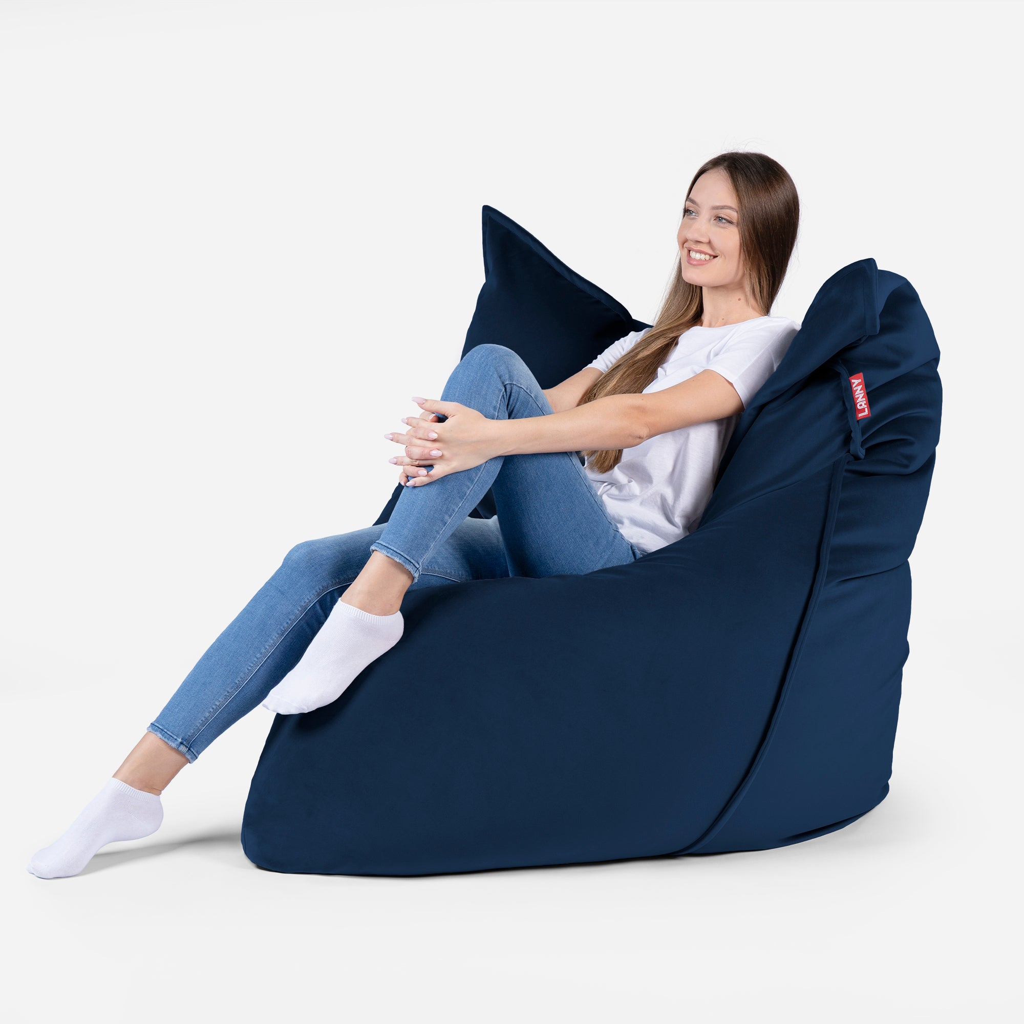 Sloppy Large Velvet Blue Bean bag