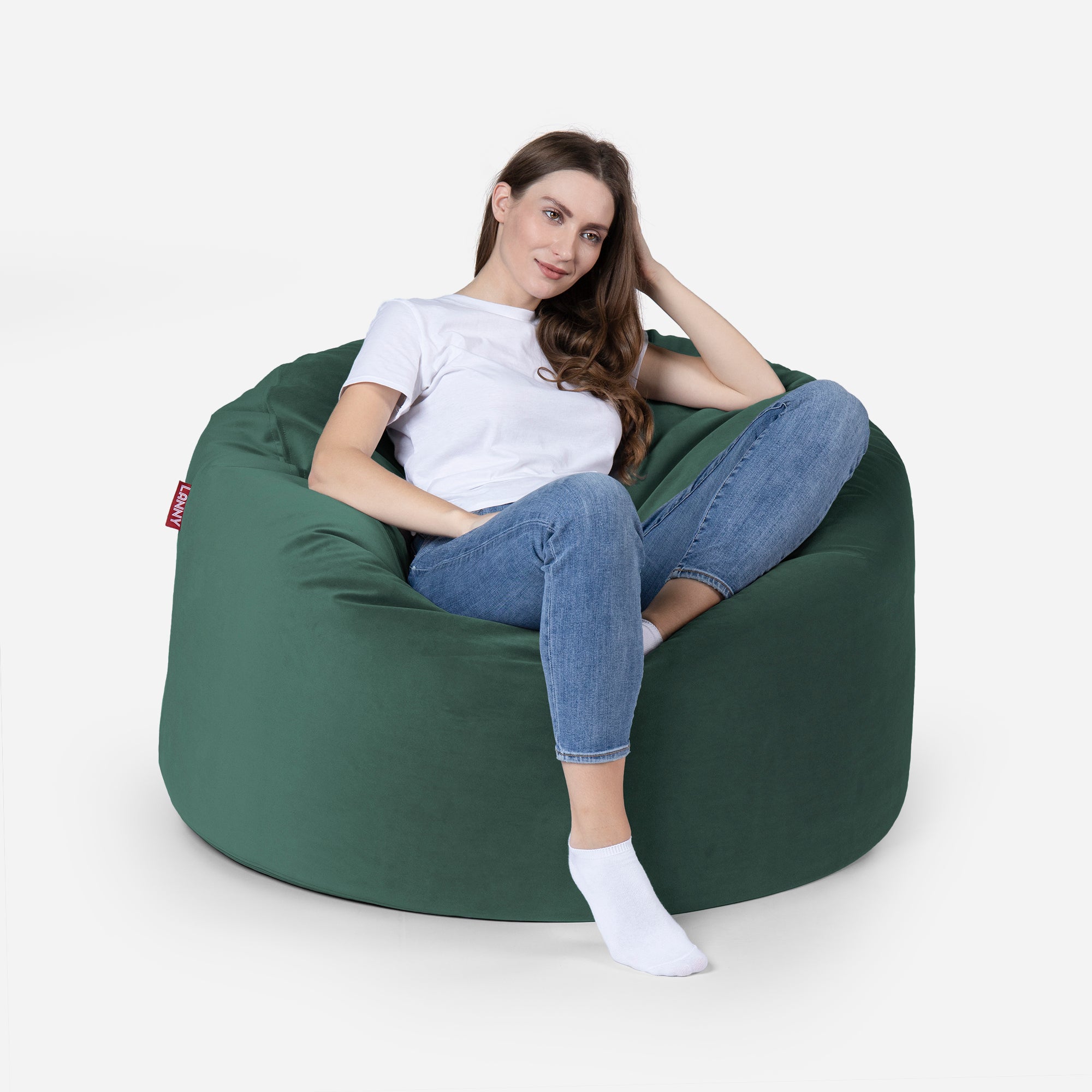 Original Medium Velvet Green Bean Bag