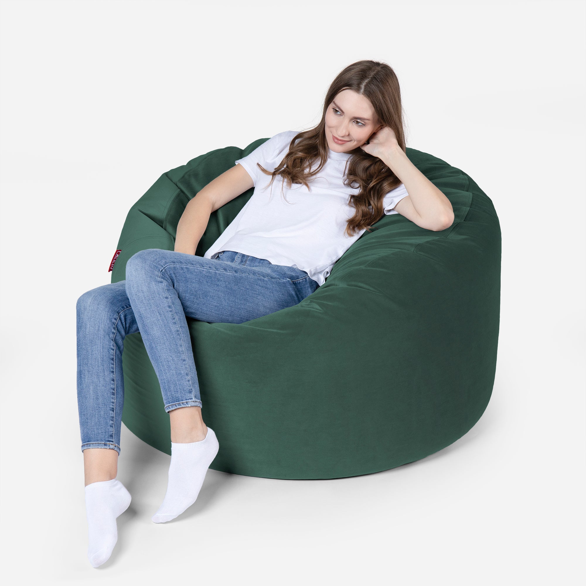 Original Medium Velvet Green Bean Bag