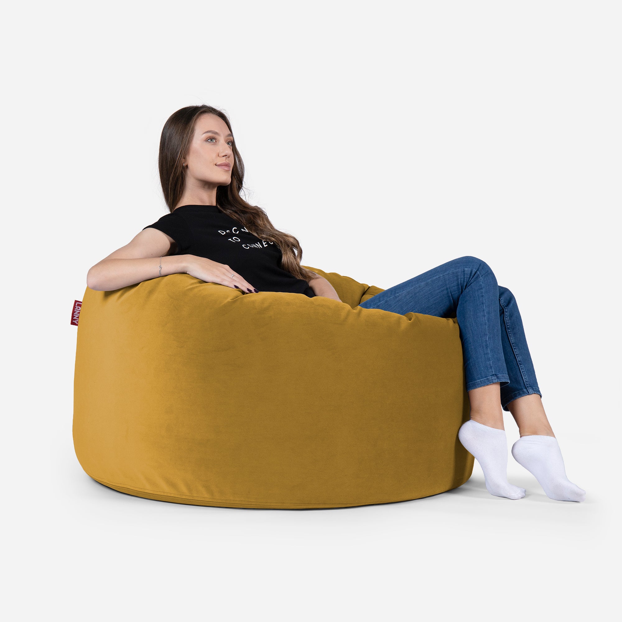Original Medium Velvet Mustard Bean Bag
