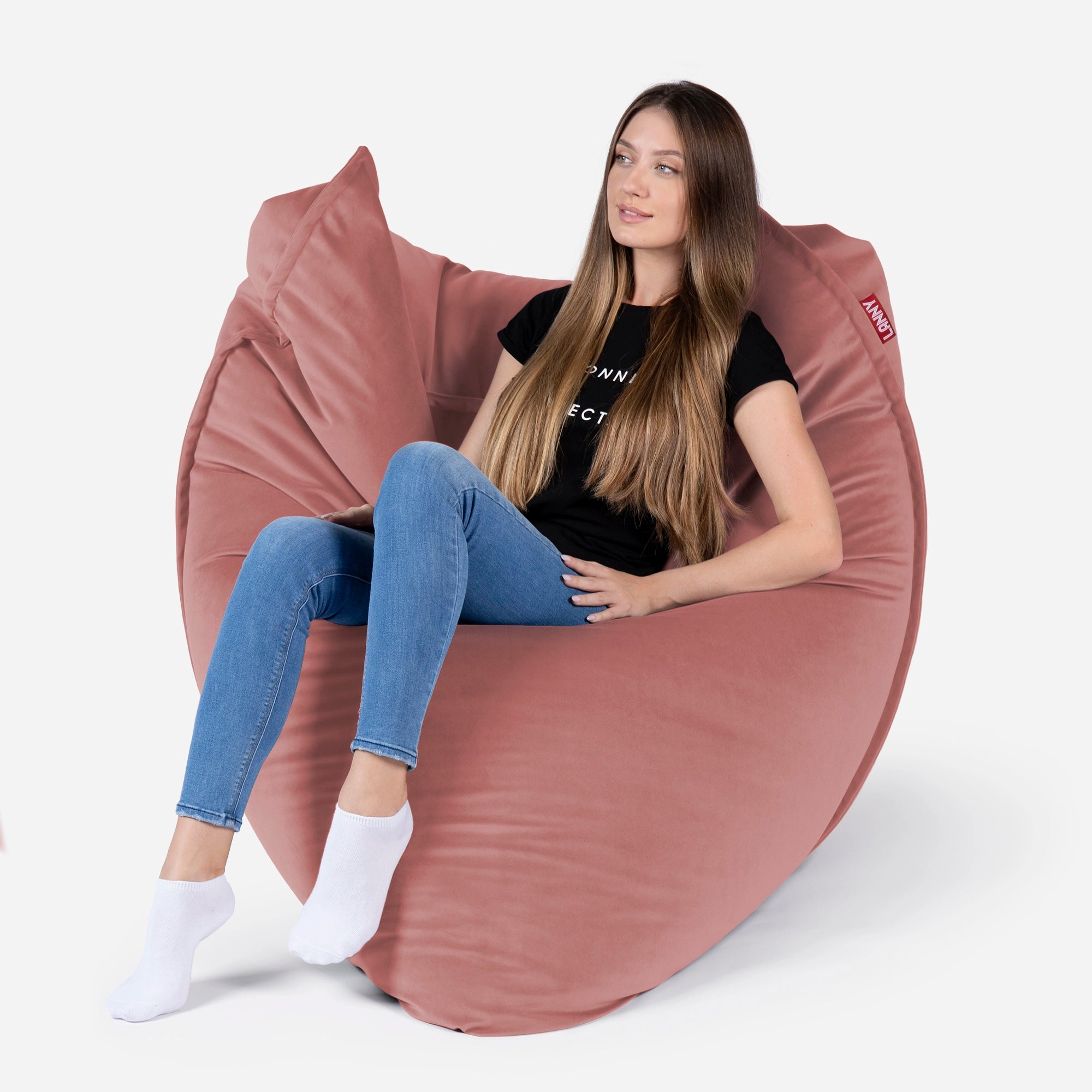 Sloppy Large Velvet Pink Bean bag