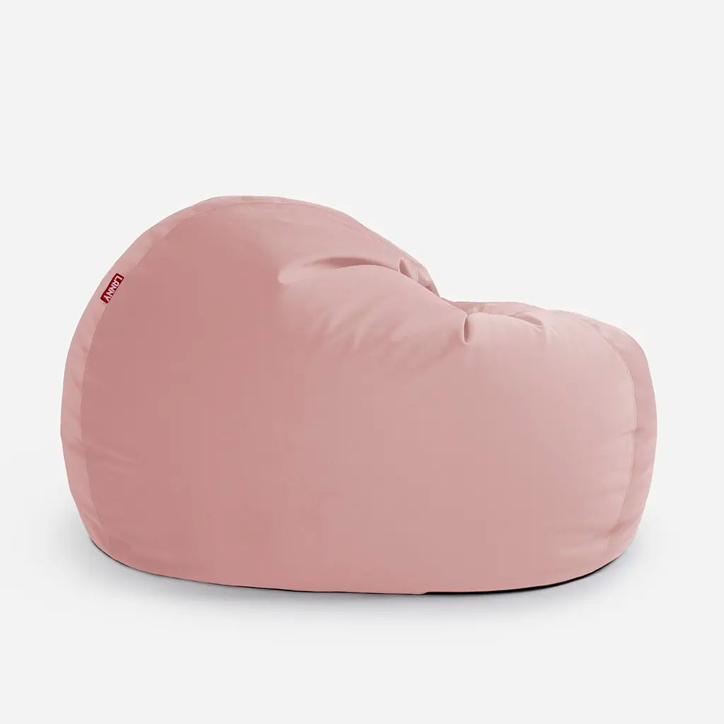 Lanny Sphere pink oversized seating for adults, showcasing the curved base and premium velvet fabric quality