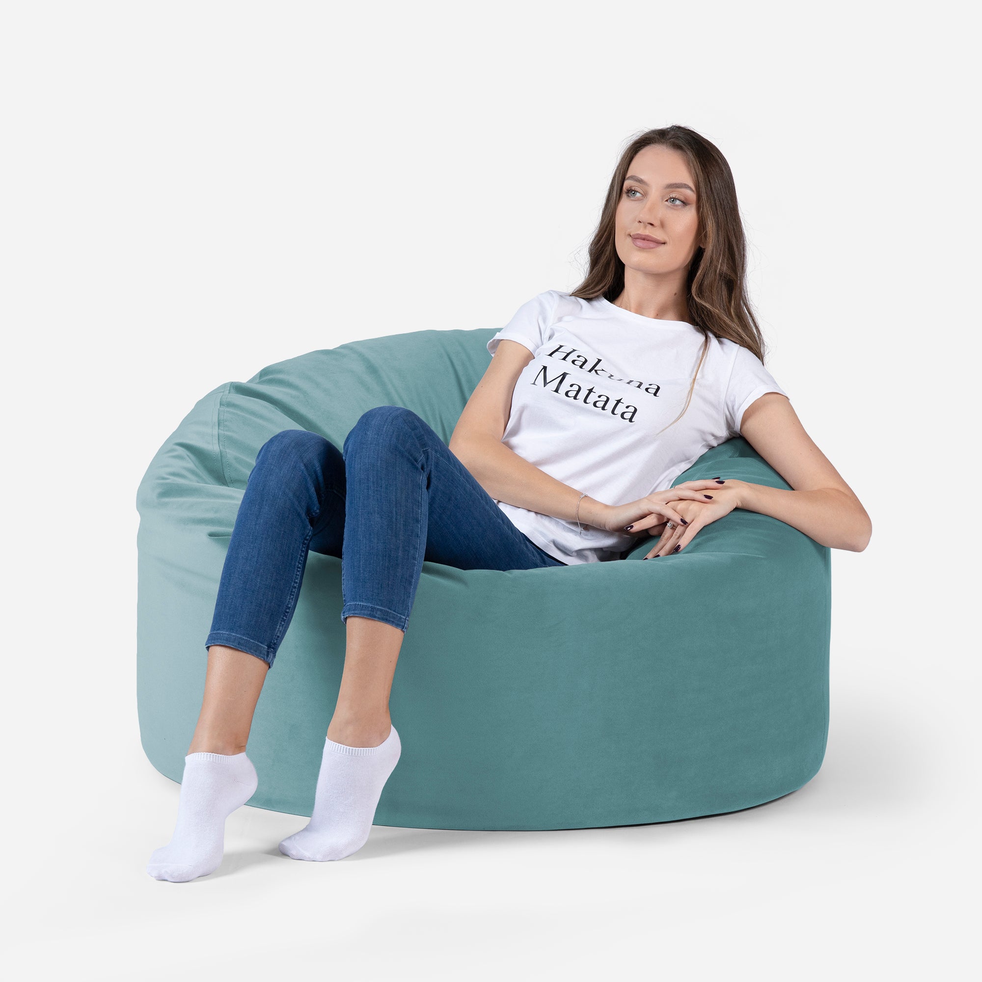 Original Medium Velvet Turquoise Bean bag
