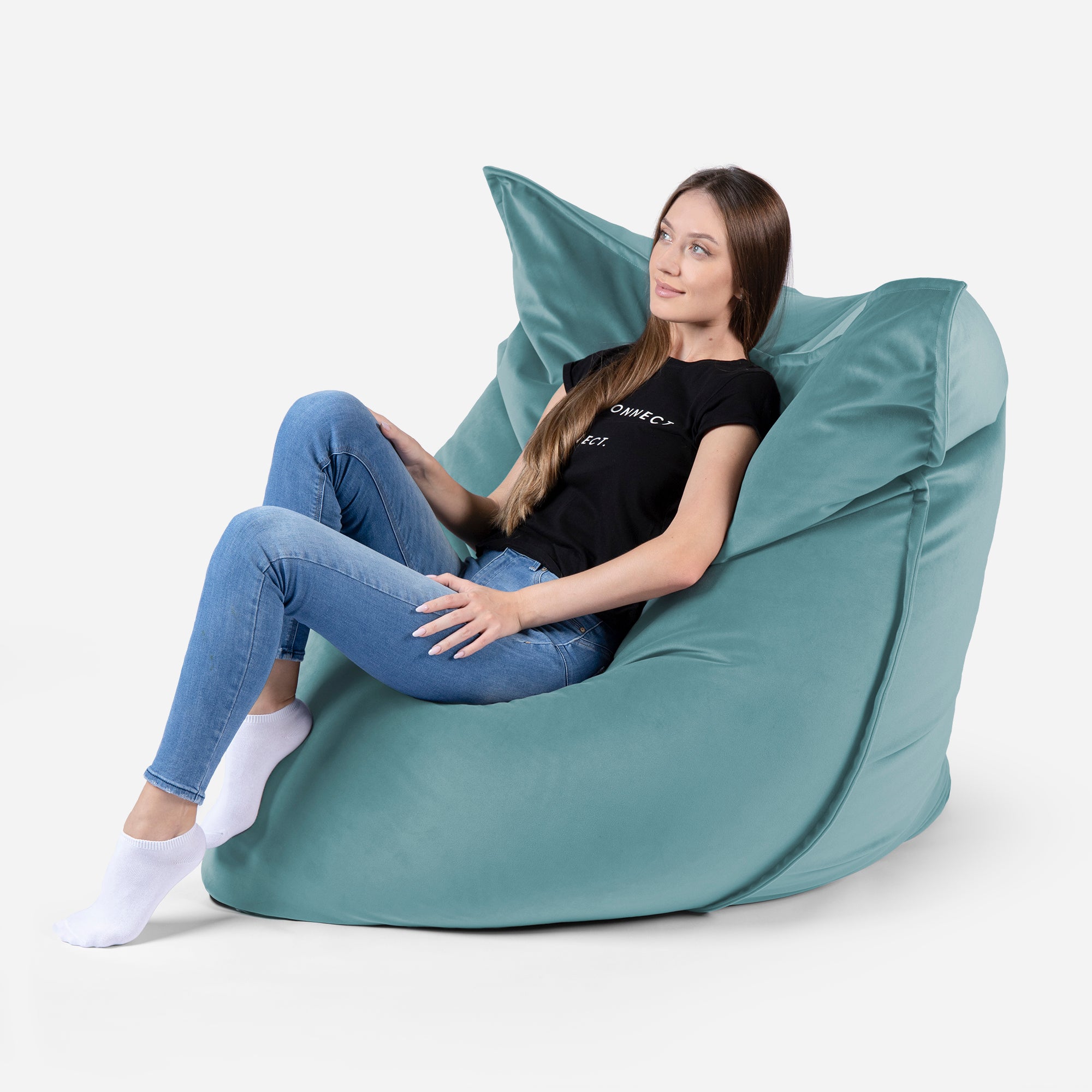Sloppy Large Velvet Turquoise Bean bag
