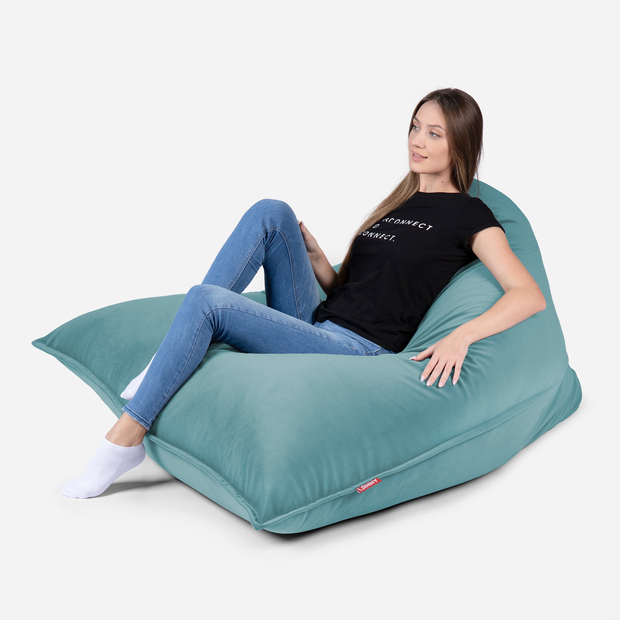Sloppy Large Velvet Turquoise Bean bag