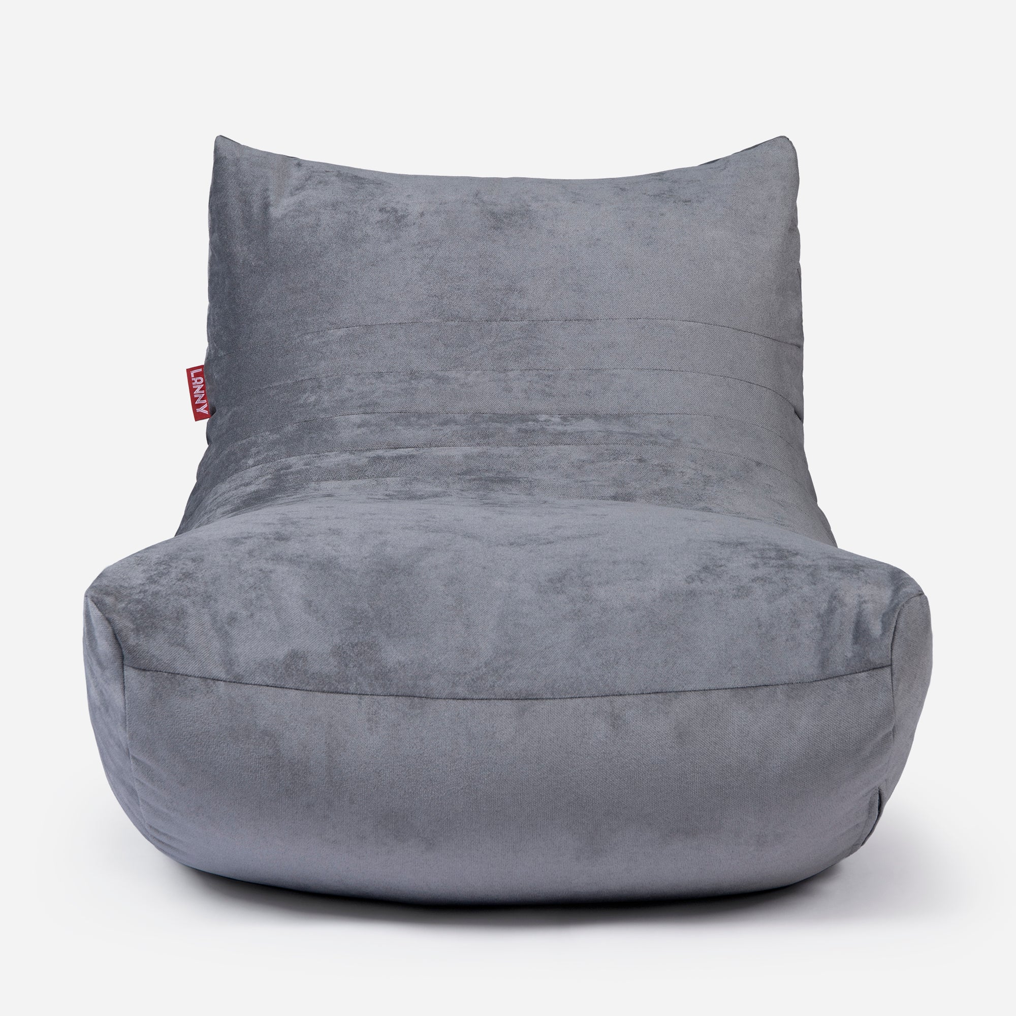 Curvy Aldo Gray Bean Bag Chair & Footrest Set - Lanny Beanbag - Bean Bag Chairs