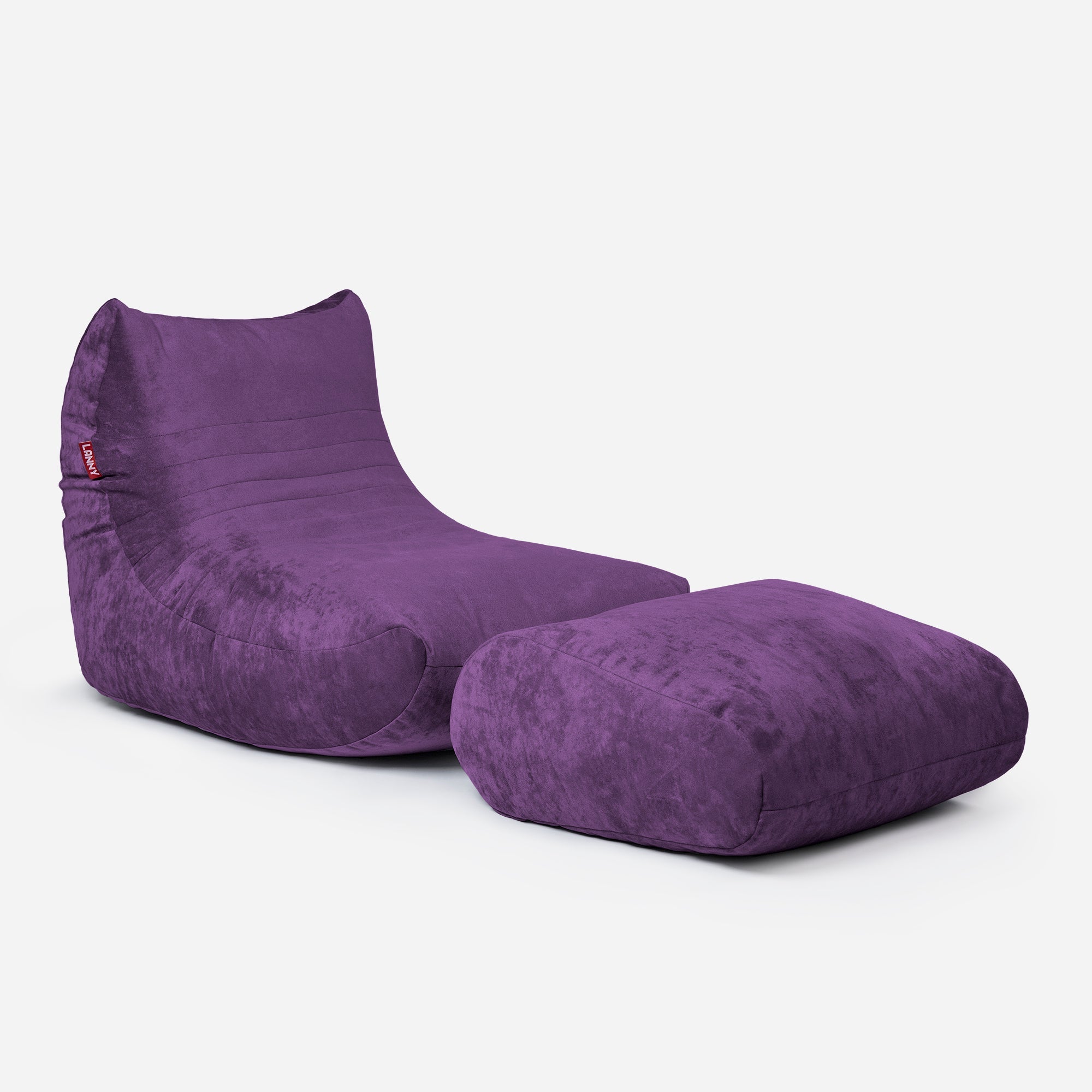 Curvy Aldo Violet Bean Bag Chair & Footrest Set - Lanny Beanbag - Bean Bag Chairs
